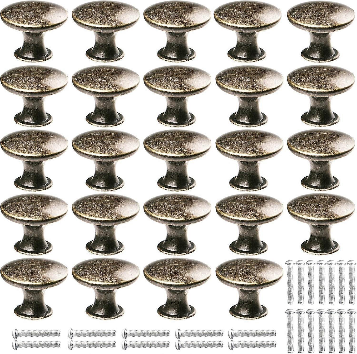 AURA 24 Pcs Cabinet Door Knobs Bronze Drawer Knobs with Screws Round Cupboard Handles Mushroom Shape Knobs Vintage Pull Handles