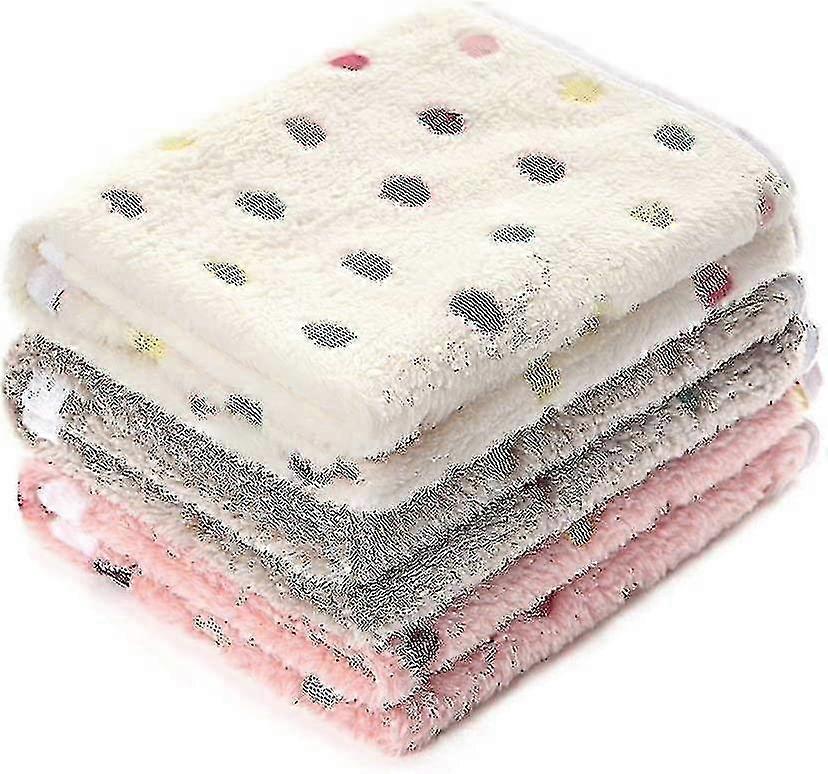 Ultra-Soft Plush Dog & Cat Blanket Set - 3 Piece Medium Blanket with Light Dots Design (76 x 52 cm) for Cozy Pet Comfort