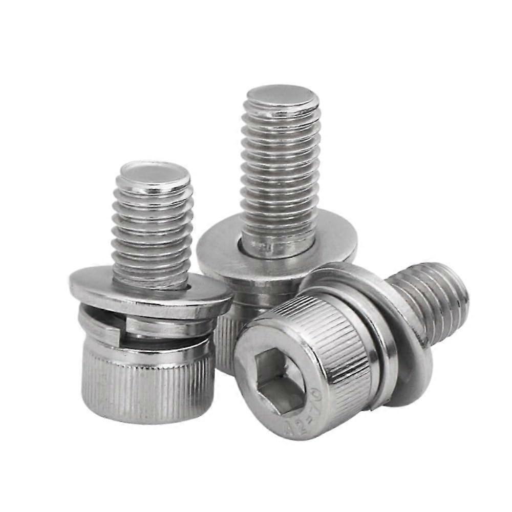 100 pieces/lot M3x6/8/10/12/14/16mm stainless steel hex socket head cap screws bolts with washers THREE combination sems screws (M3X14 100PCS)