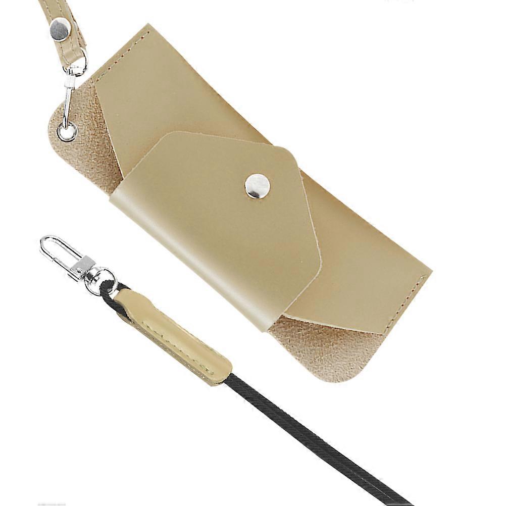 Hanging Bag Portable Eyeglass Pouch Rectangular Shape Eyewear Storage Sunglasses Case Khaki 16.5X7.3X1CM 1Set