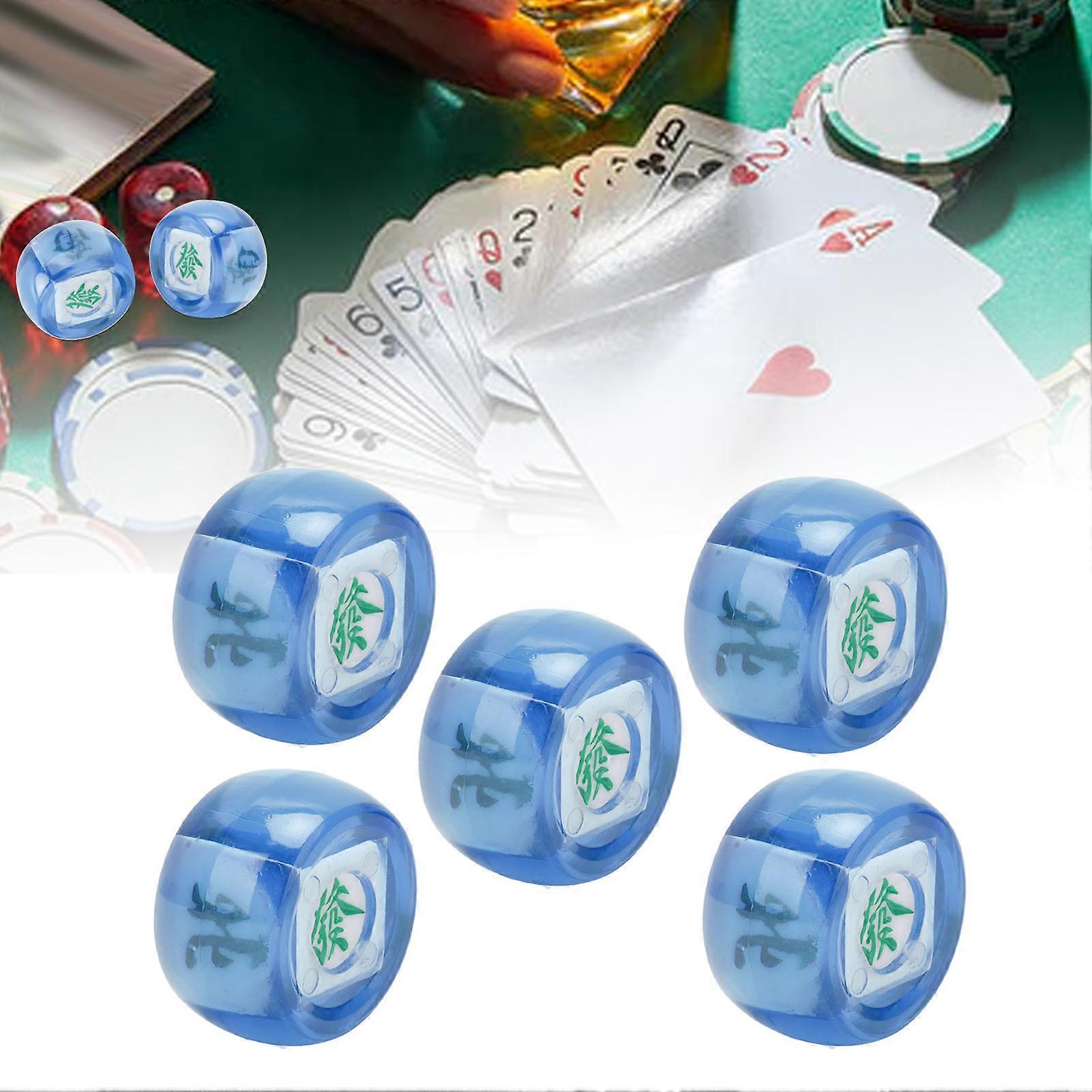 5Pcs Transparent Blue Mahjong Wind Dice 2.2cm Sphere Game Set