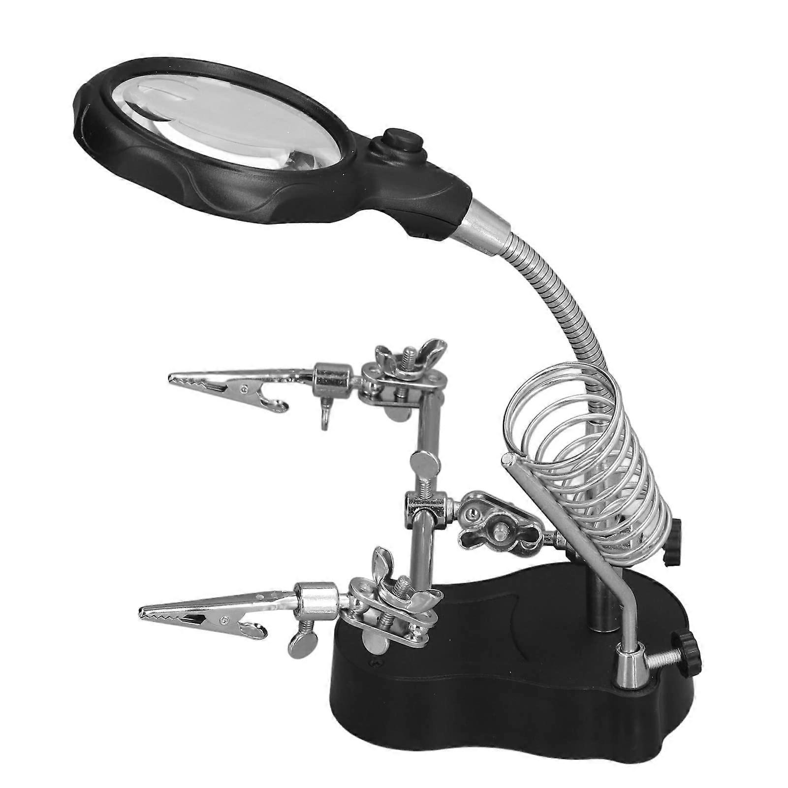 Practical Soldering Station Magnifying Glass with LED Light, Ideal for Small Miniature Projects'