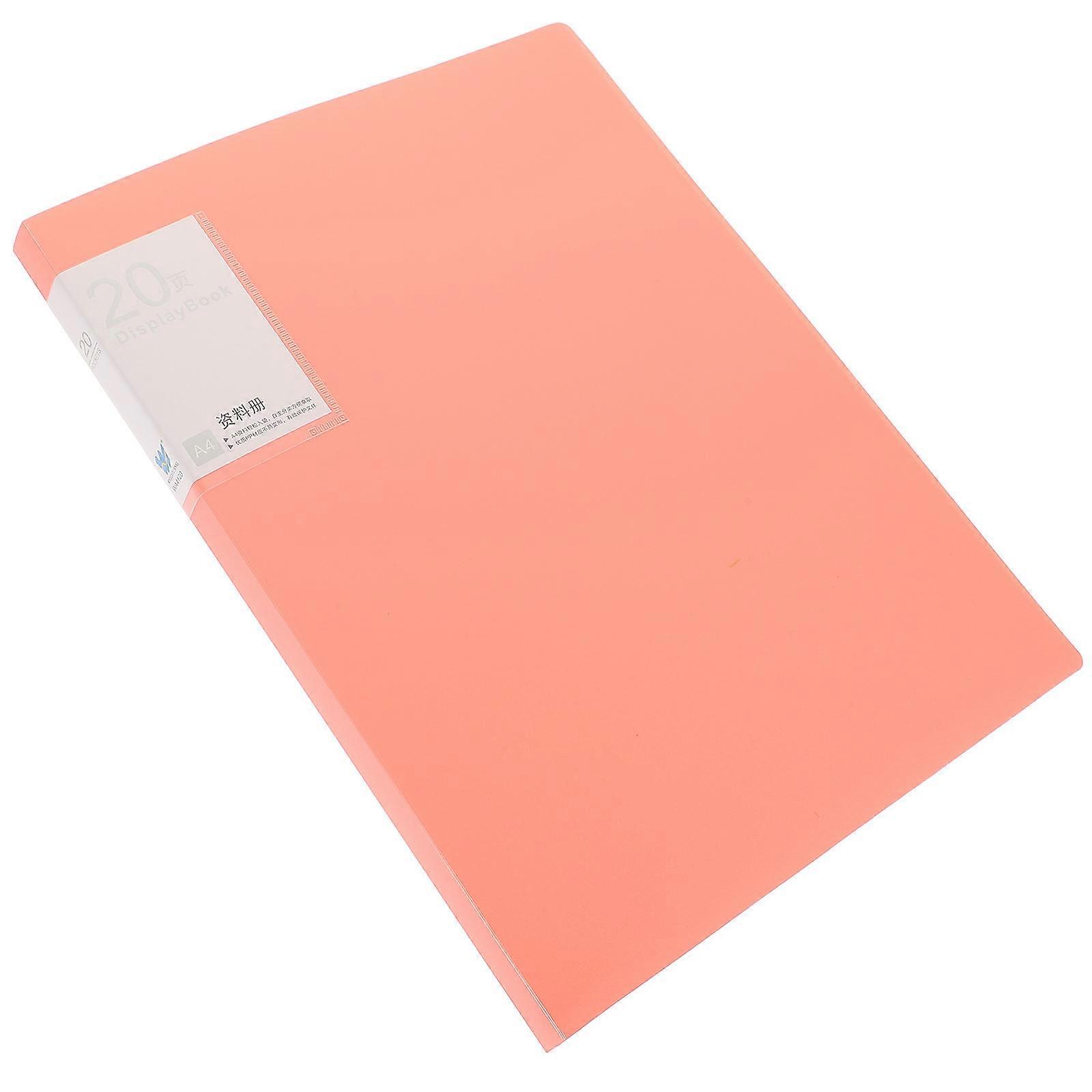 A4 Information Booklet with 20 Pages for School Work and Office Storage Pink Plastic