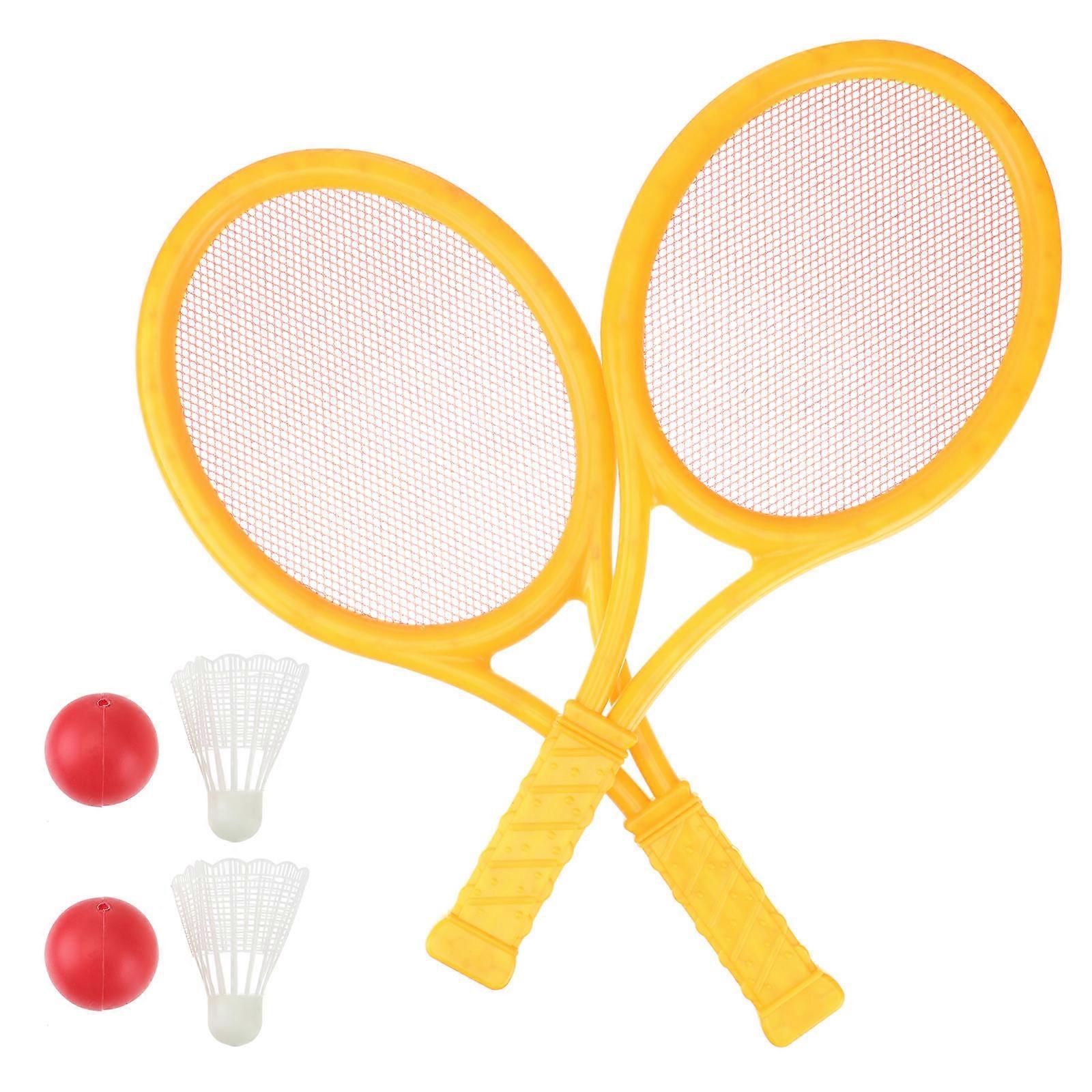 キッズバドミントンセット野外活動幼稚園使用軽量耐久性2個テニス2個バドミントン1セット