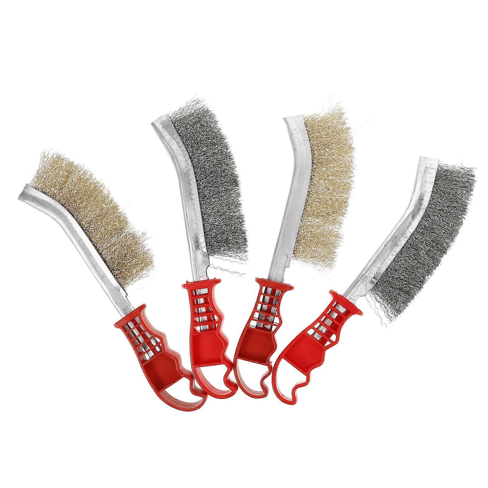 Portable Grill Brush Set with Steel Wire and Rubber for Daily Use 4Pcs