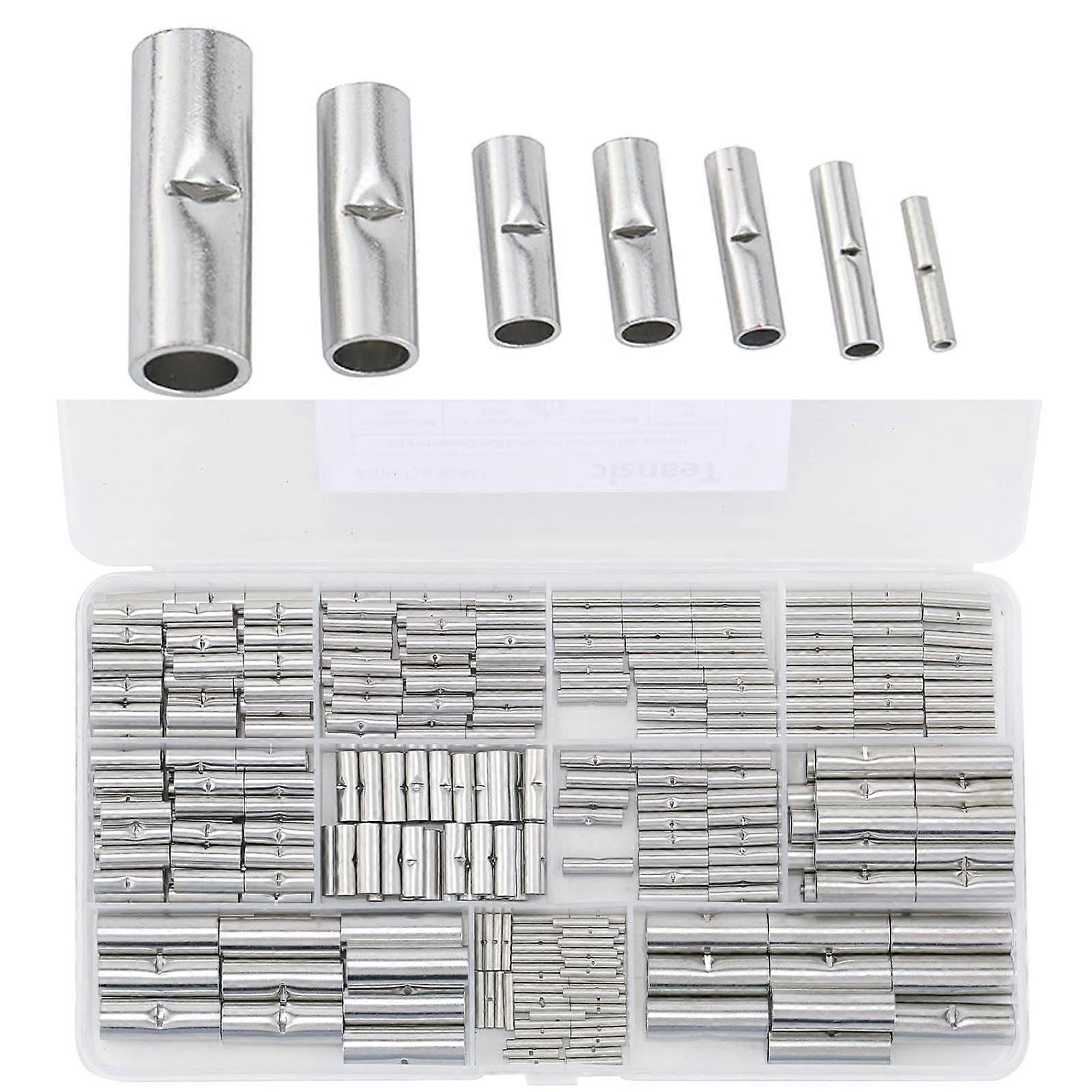 300Pcs Butt Wire Connector Copper Tinned Splices Crimp Terminals Sleeve Bare Terminals Crimping Connectors Enduring Multicolor