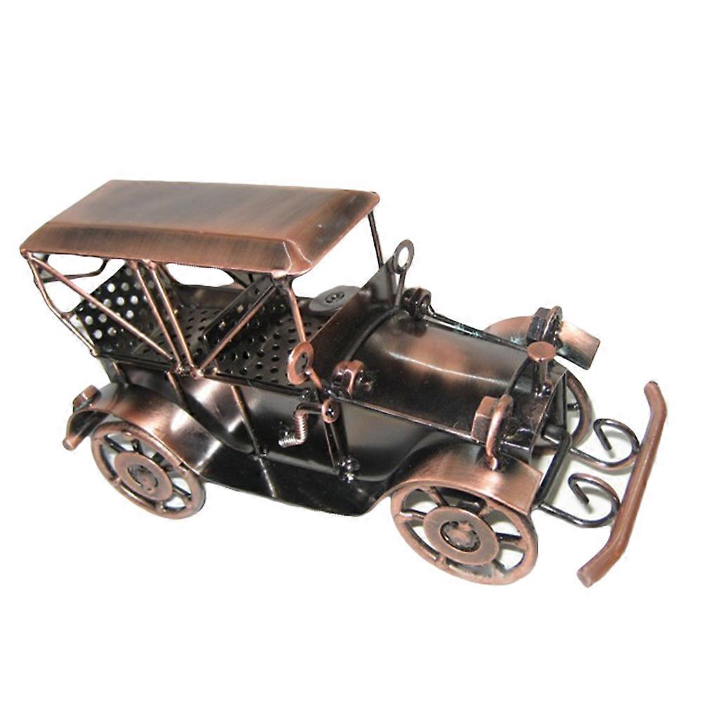 Iron Antique Car Model Decor Light Brown Vintage Vehicle Toy for Kids Home Decoration and Collectibles