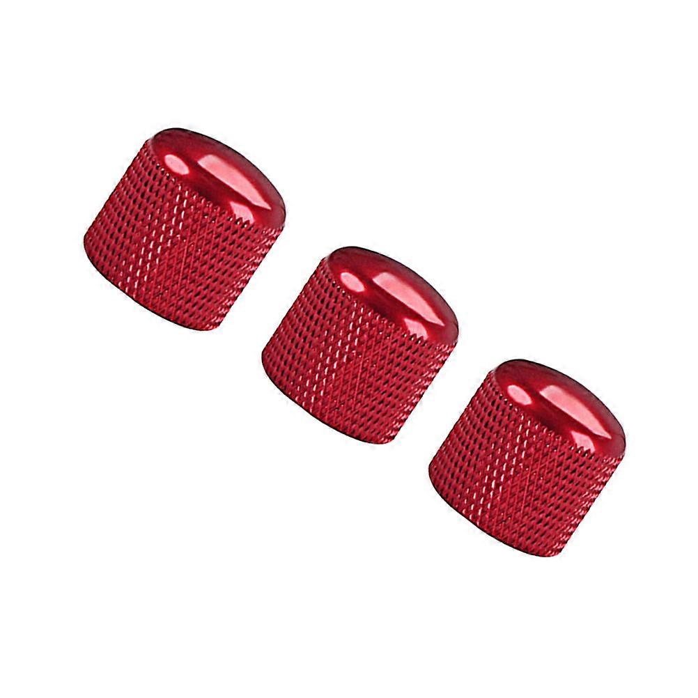 Effect Pedal Knobs Red Metal Durable Use Electric Guitar Bass 3Pcs