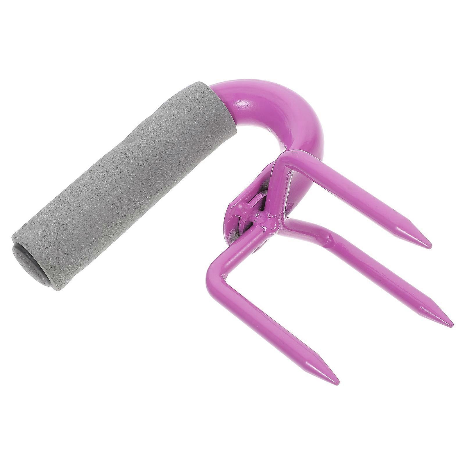 Violet Manual Hand Tiller for Gardening with Durable Manganese Steel Construction and Symmetrical Design 7 Inch