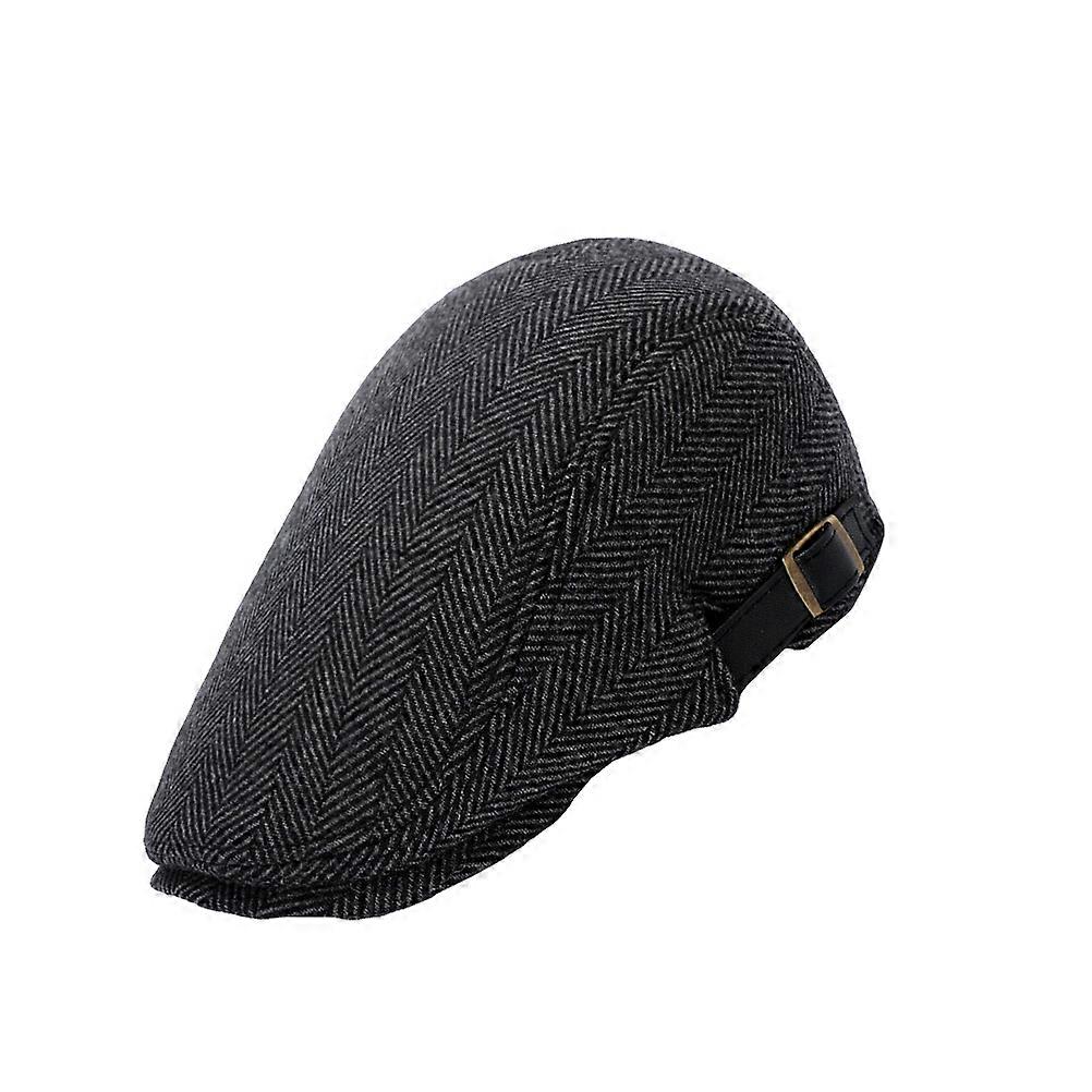 British Style Peaked Beret for Men Vintage Casual Adjustable Cap for All Occasions, Stylish Grey Headwear for Fashionable Look