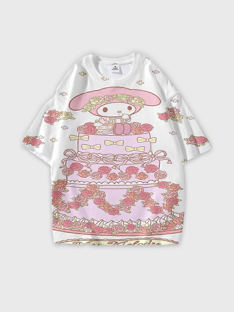 T-shirt round neck Cartoon Pattern loose short sleeve M2147