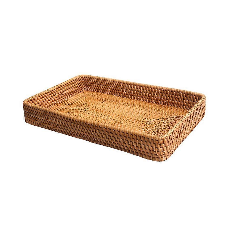 Handvävd förvaringskorg rotting förvaringsbricka flätade korgar bröd frukt mat frukost displaylåda heminredning-a