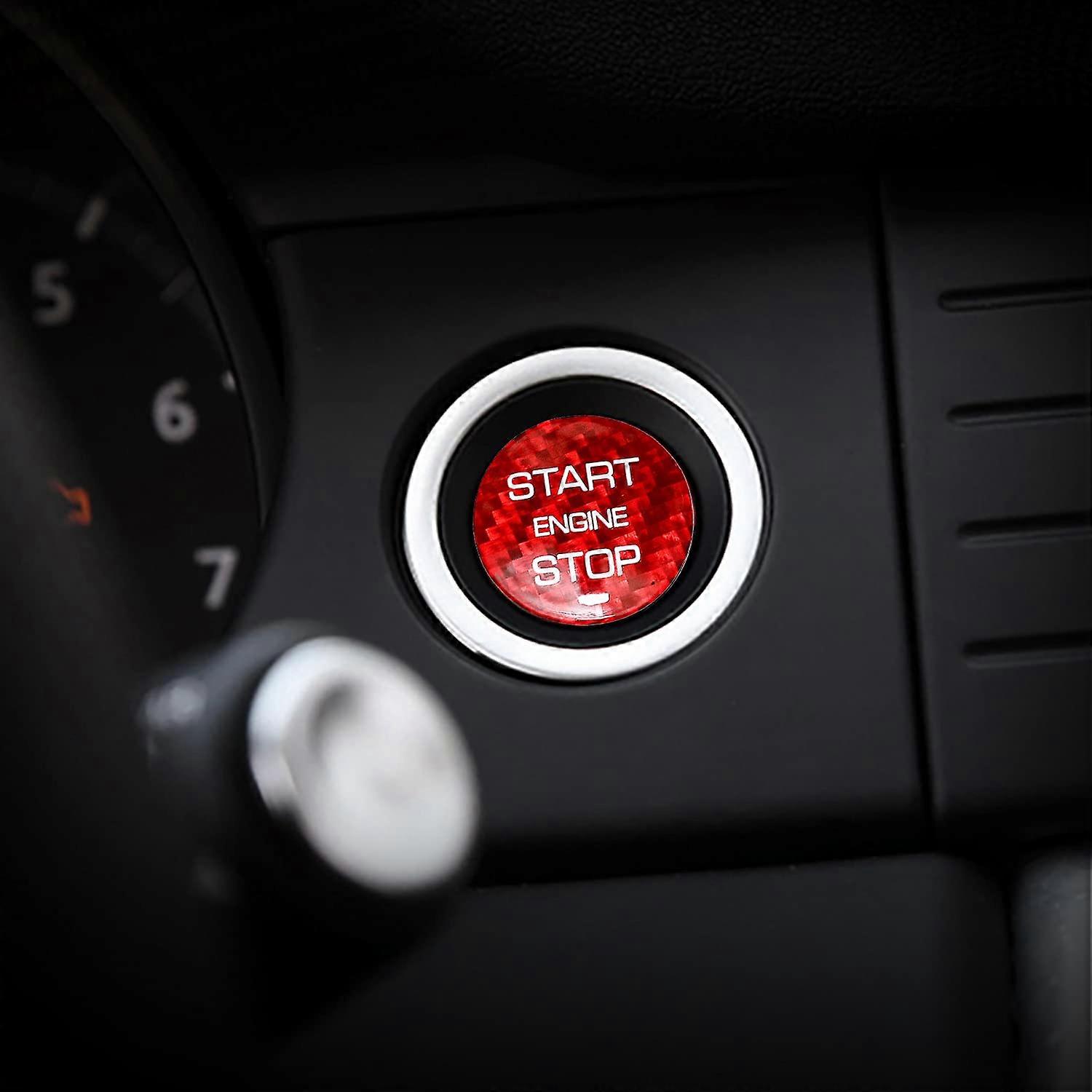 Carbon Fibre One Button Start Button Lid Trim Ignition Sticker for Land Rover Discovery Sport Range Rover Evoque Velar Red