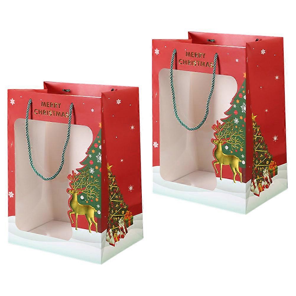 Paper Bags For Christmas Handheld Design Suitable For Teachers Neighbors Candies And Snacks 2Set