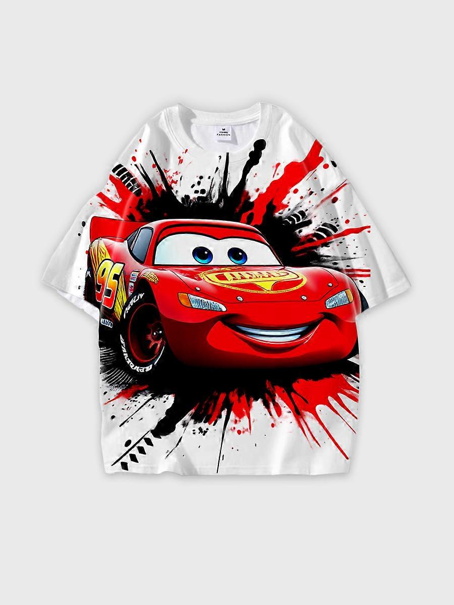 T-shirt round neck Animation Character Pattern loose short sleeve E1186