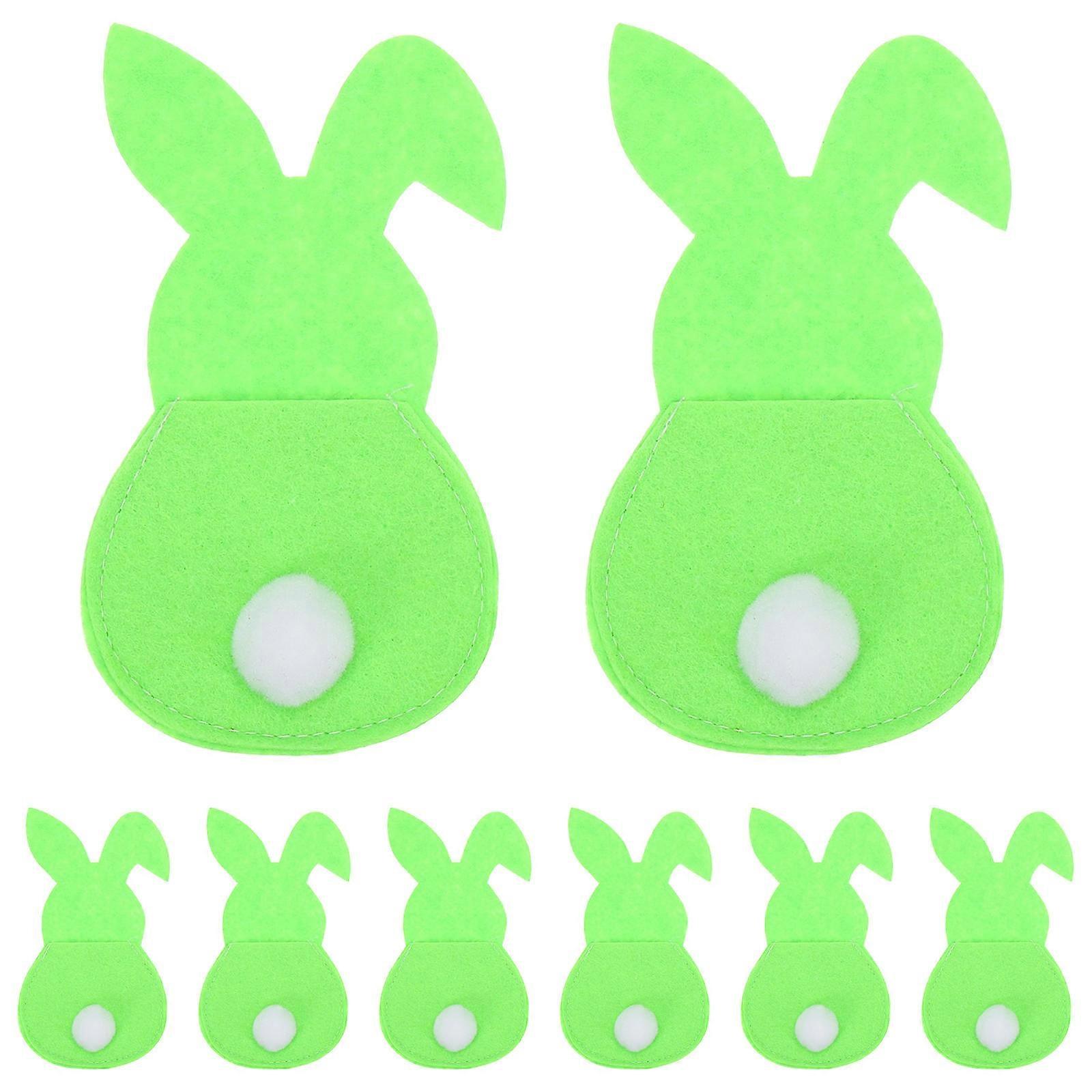 8Pcs Unique Cartoon Rabbit Fork Spoon Storage Case Non-woven Material Ideal For Tableware Storage During Easter Celebrations