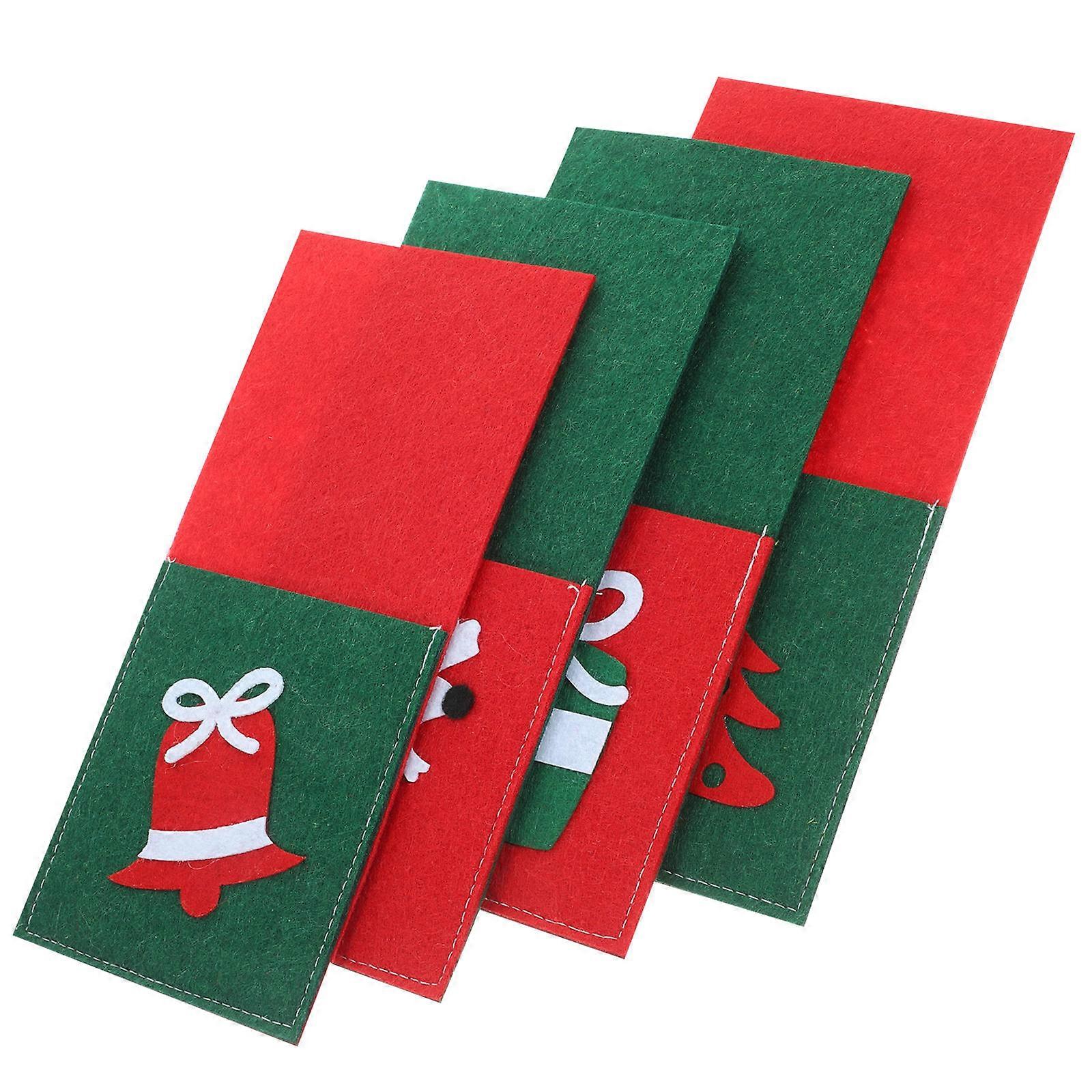 Christmas Cutlery Holders Holiday Fork Bags Multi Rectangular Table Decor 20X10CM 4Pcs