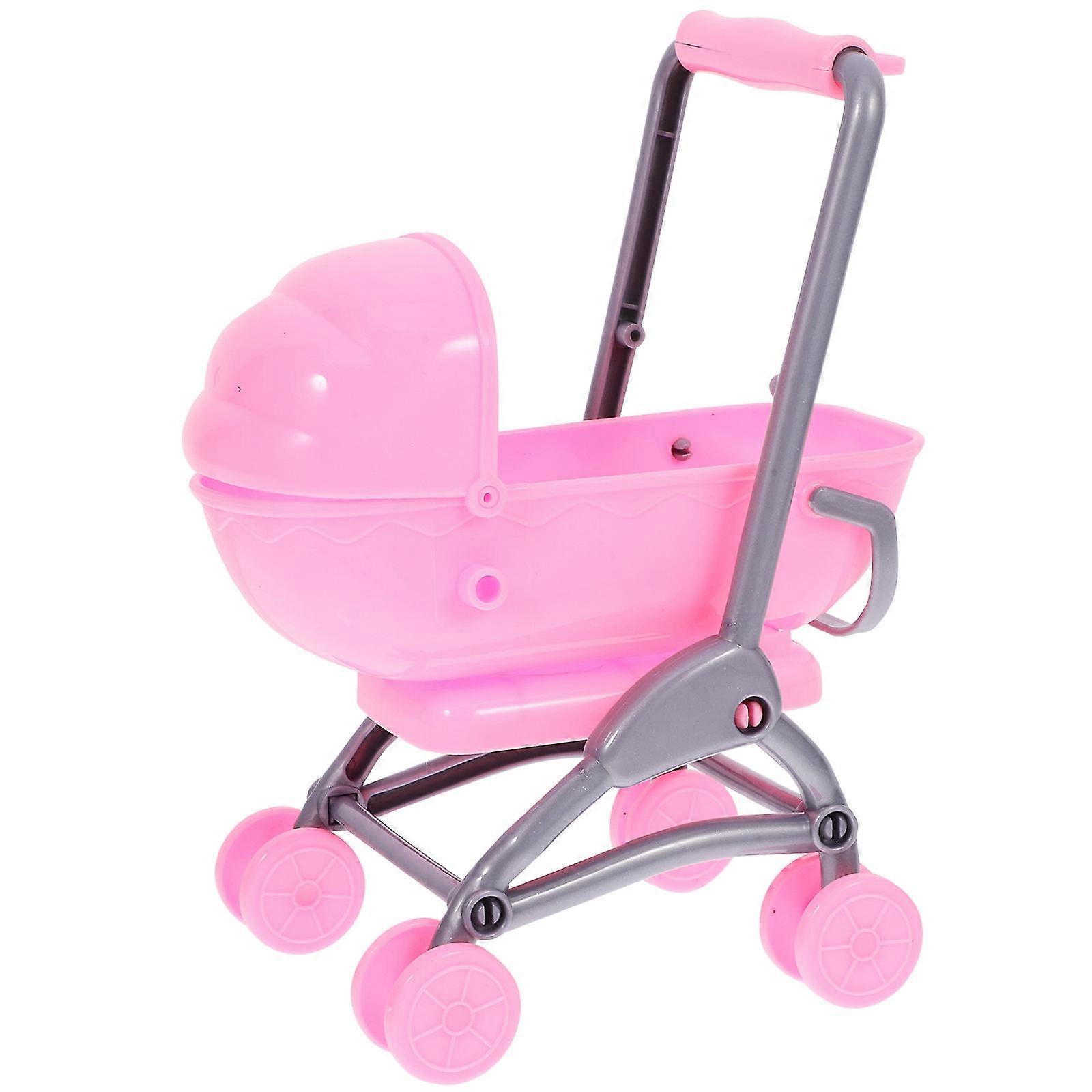 Lightweight Plastic Stroller for Doll Carriage Model – Realistic Pram for Dollhouse Decoration and Pretend Play Accessory