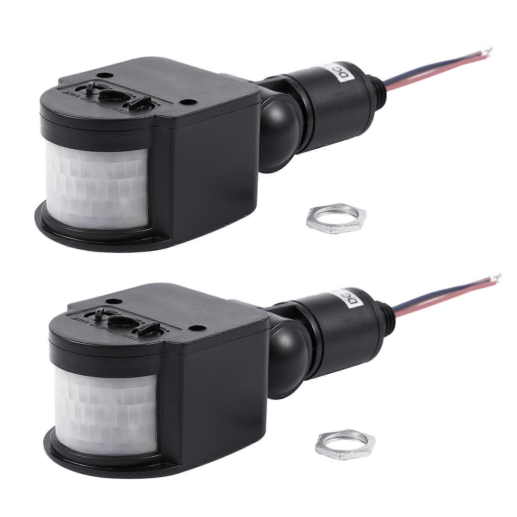 2X Outdoor 12V DC Automatic Infrared PIR Motion Sensor Switch for LED Light, Black