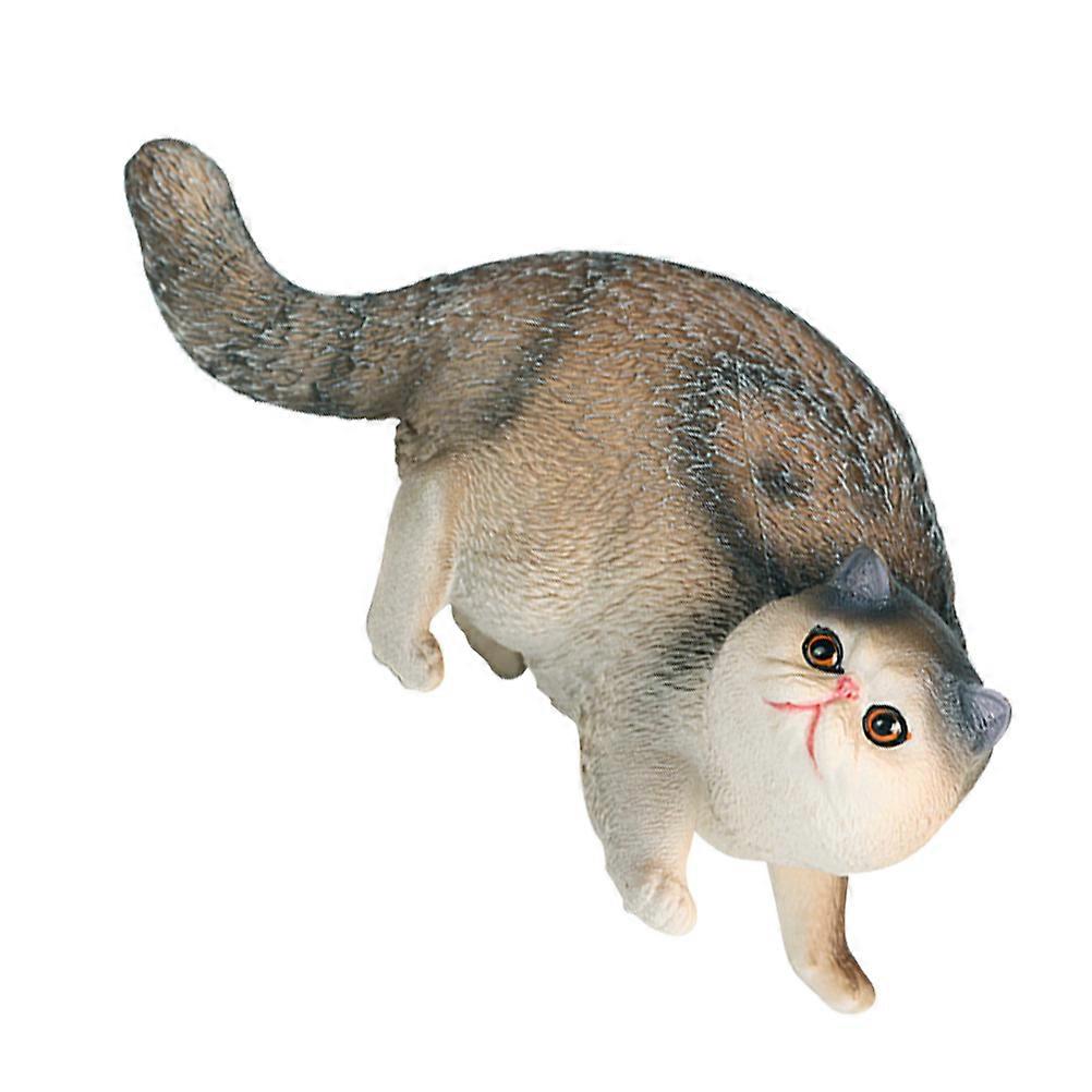 Realistic Plastic Cat Figurine for Decor Coffee Color Crafts 1 Piece Lightweight Portable