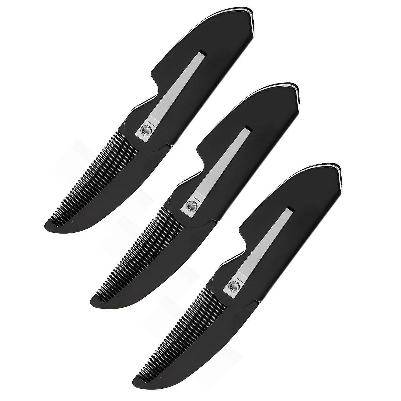 Black Folding Comb Men Grooming Tool Vacation 3Pcs