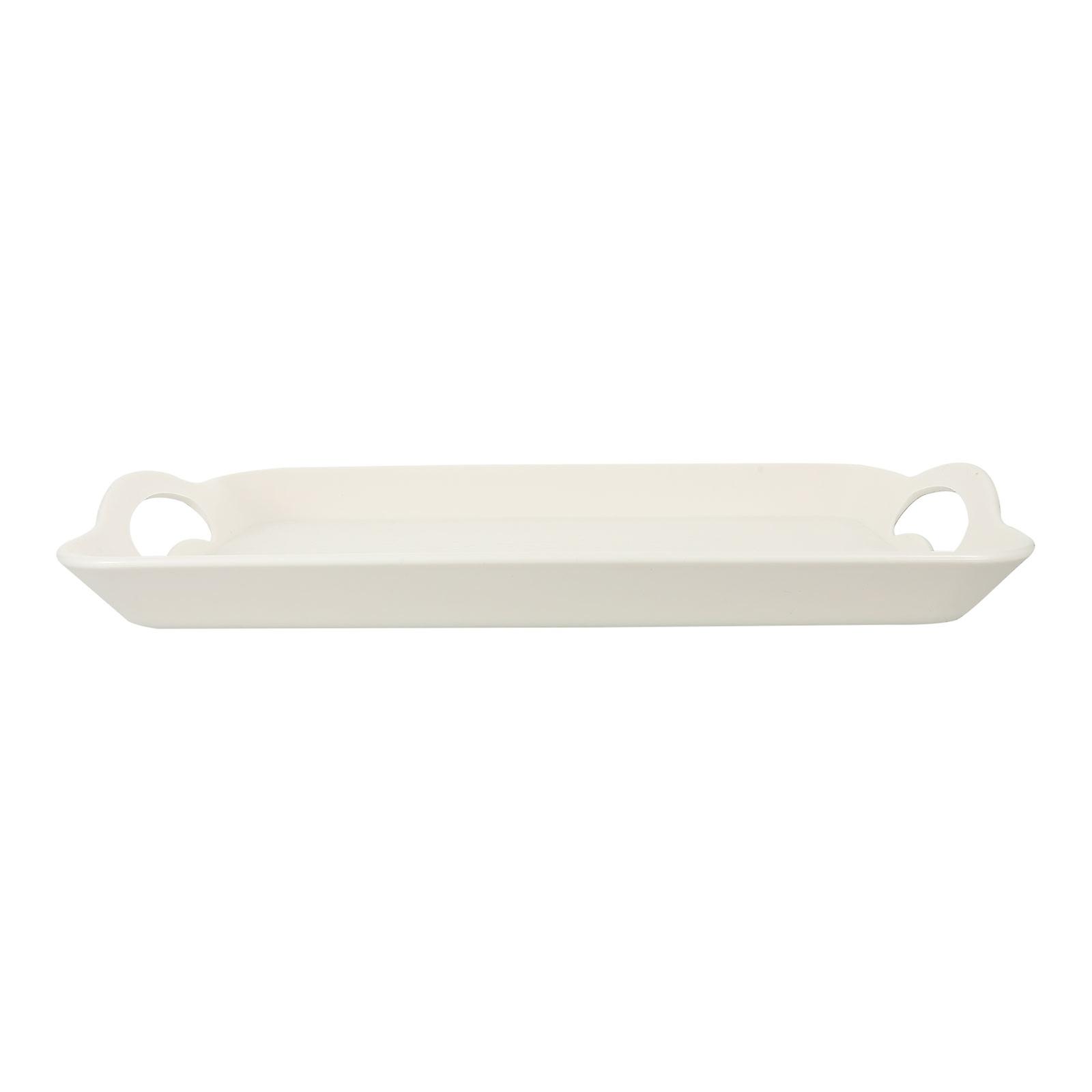 White Serving Tray with Handles for Storage Perfect for Parties and Home Use 7.9 Inches
