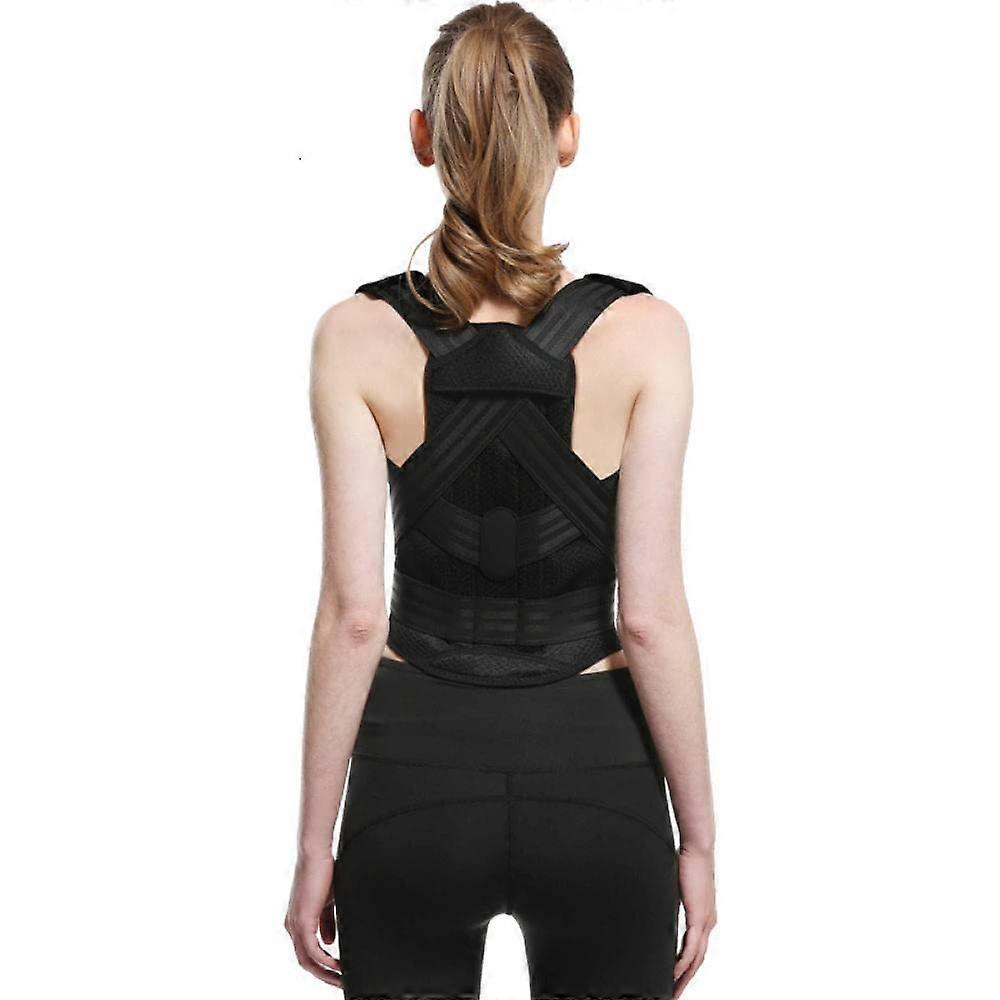 Posture Corrector for Adults and Children, Adjustable Back and Shoulder Support Belt for Kyphosis Relief, Black