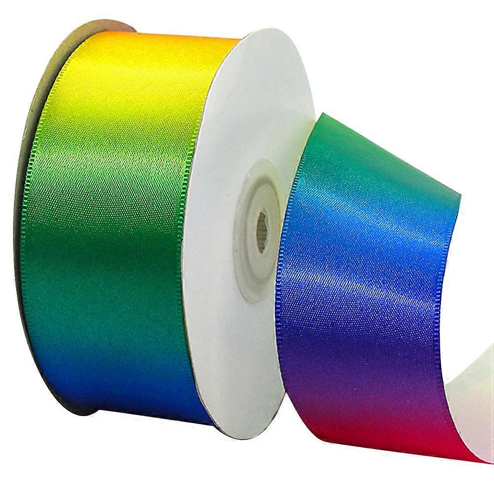 Gradient Polyester Ribbon Wide Long Rainbow Wrapping Strip for DIY Crafts, Baking & Decorations Durable Lightweight Ribbon for Flowers & Cake