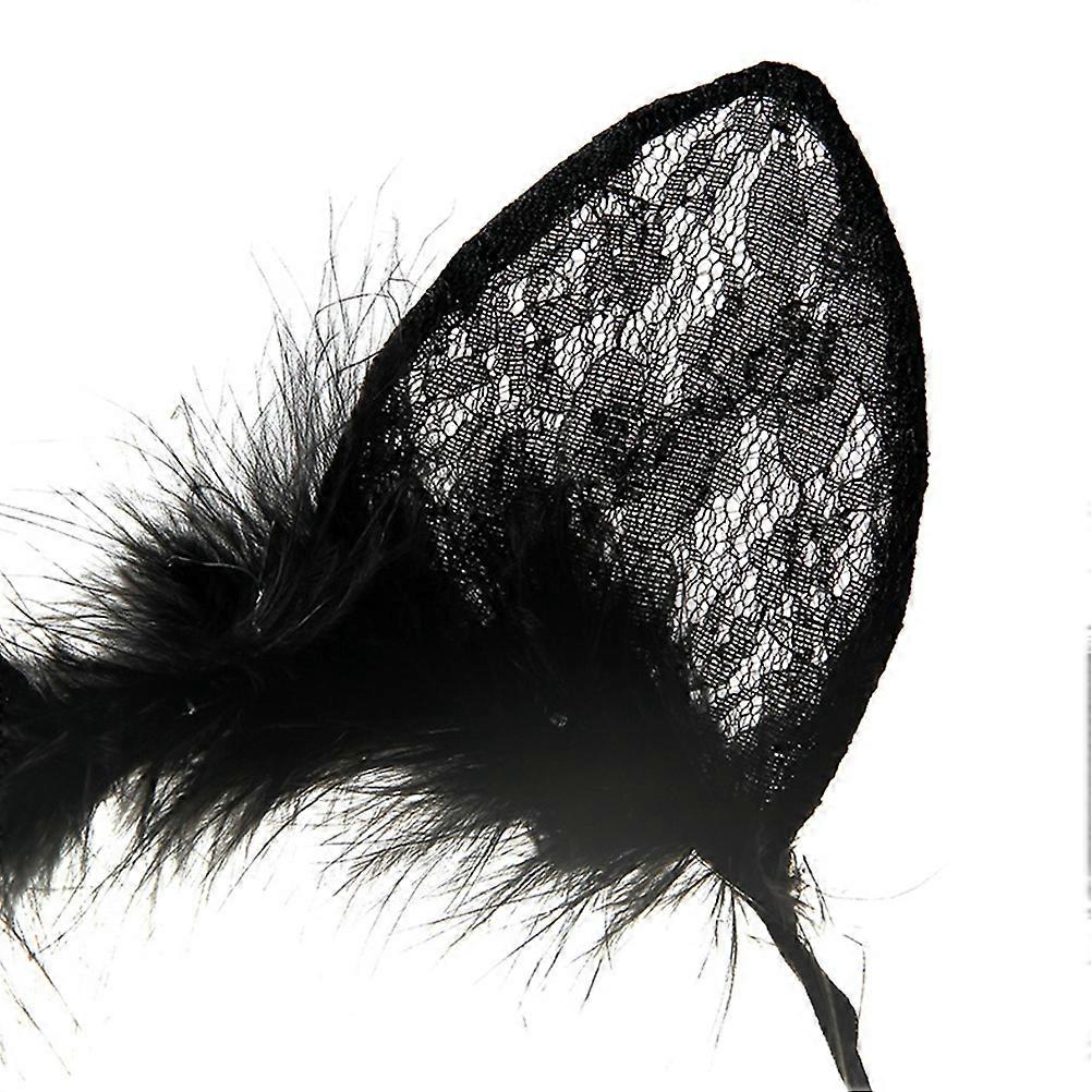 אוזני תחרה ארנב 2 יחידות אביזרי שיער דקורטיביים למסיבת תחפושות קוספליי בצבעים שונים