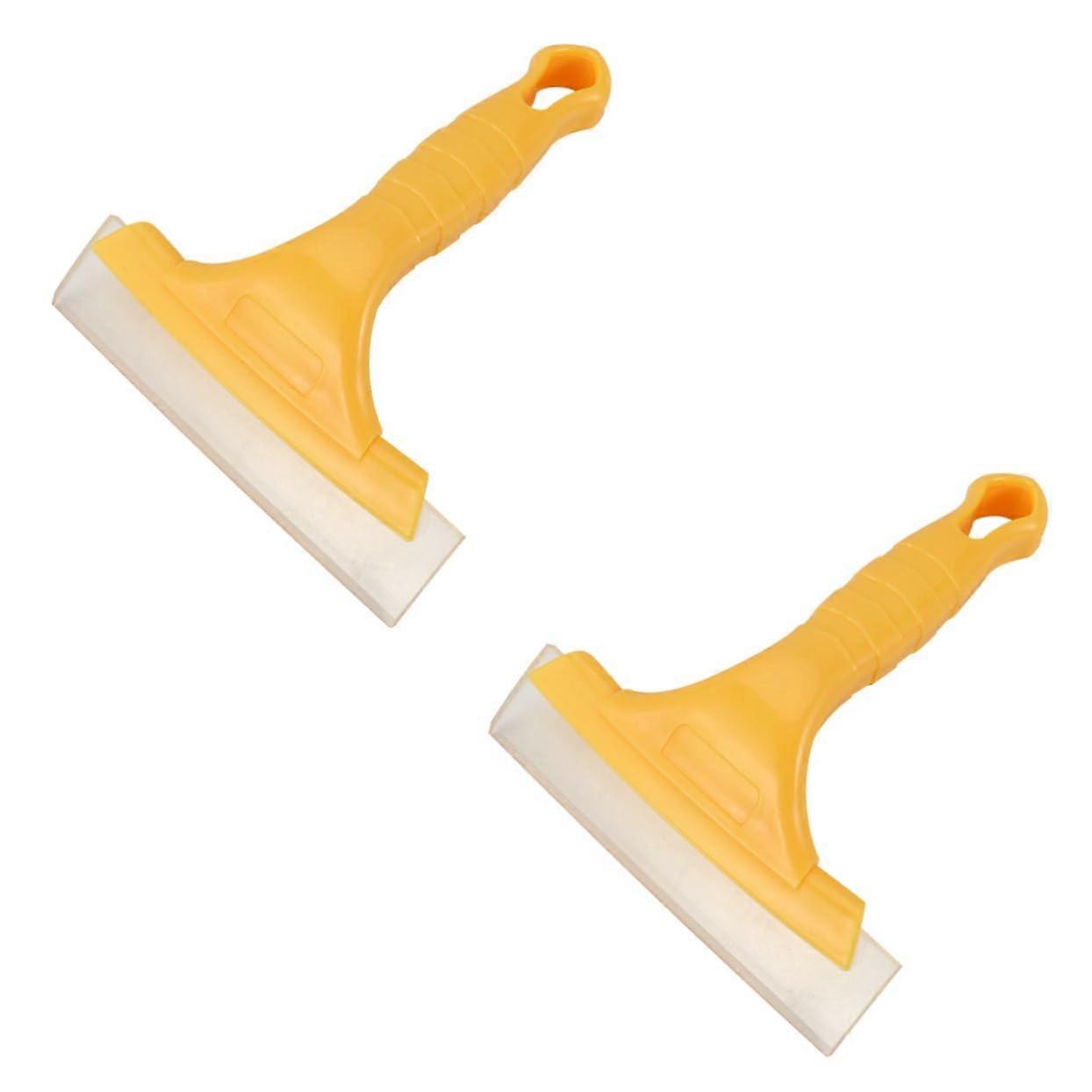 Car Film Scraper Set - 2 Pieces Elastic Squeegee for Window Cleaning, ABS Material, Yellow, 15X11.7X3.5CM