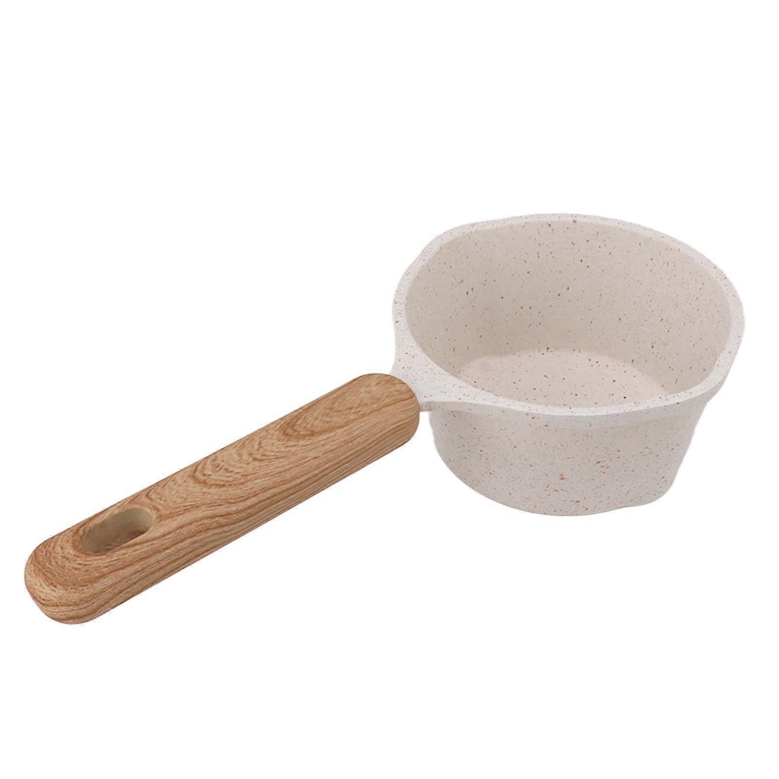 NonStick Small Pot White Milk Pan with Flat Bottom Multifunctional Cooking Pot Suitable for Roasting