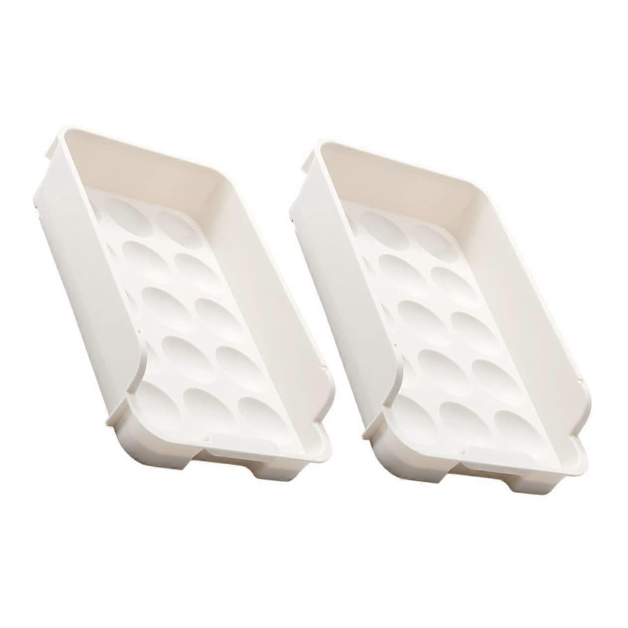 Egg Organizer Ceramic Bowl Set - 2-Piece Space-Saving Refrigerator and Freezer Storage Solution, Durable and Secure