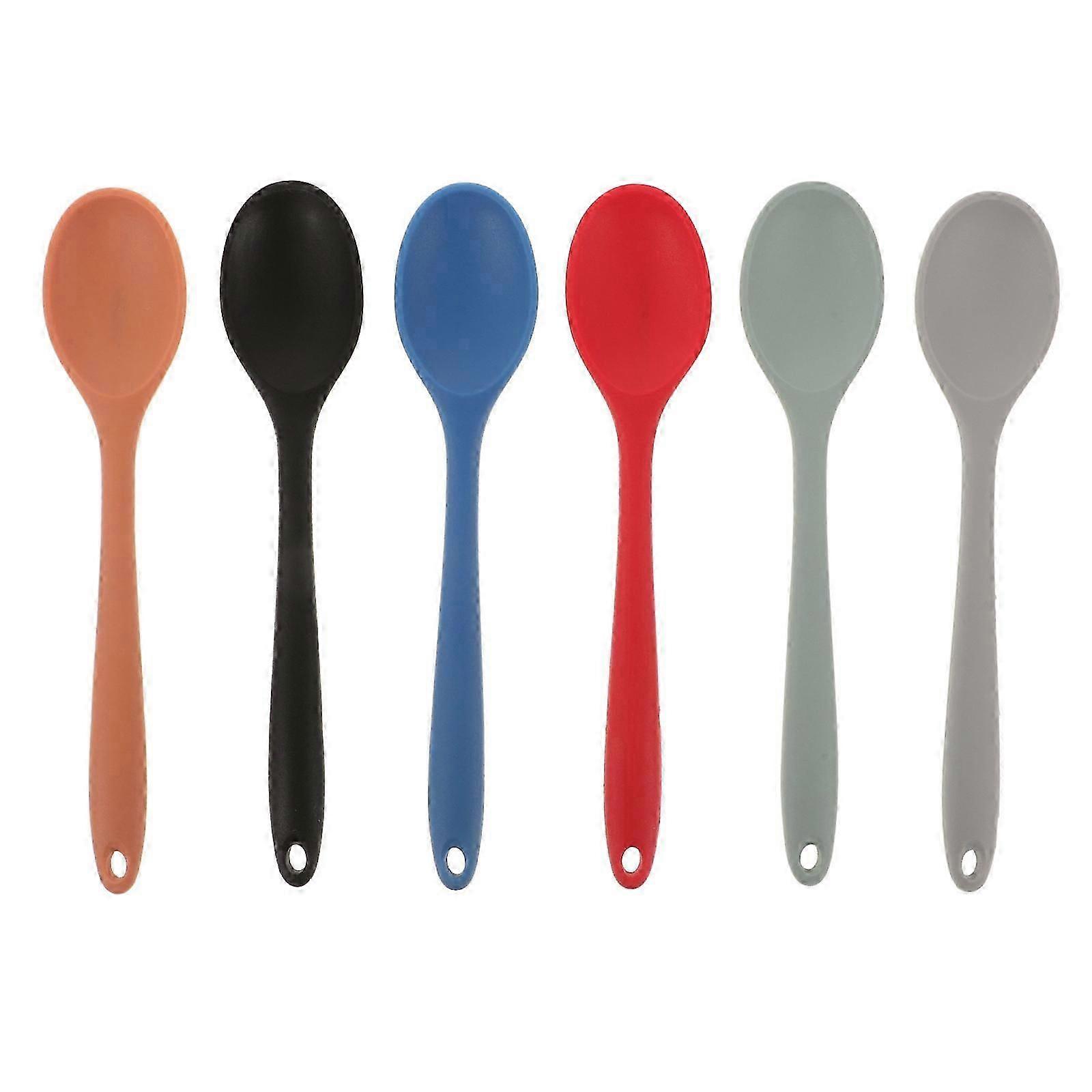 Silicone Utensils Curved Handle Style Gray 6Pcs