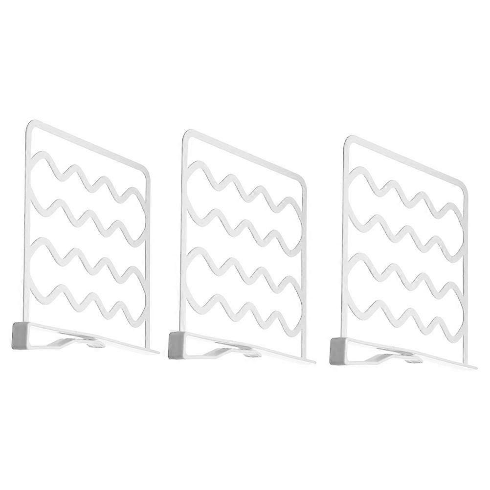 White Plastic Shelf Dividers with Clip Design for Home Use 3 Pieces Multipurpose Closet Organizers