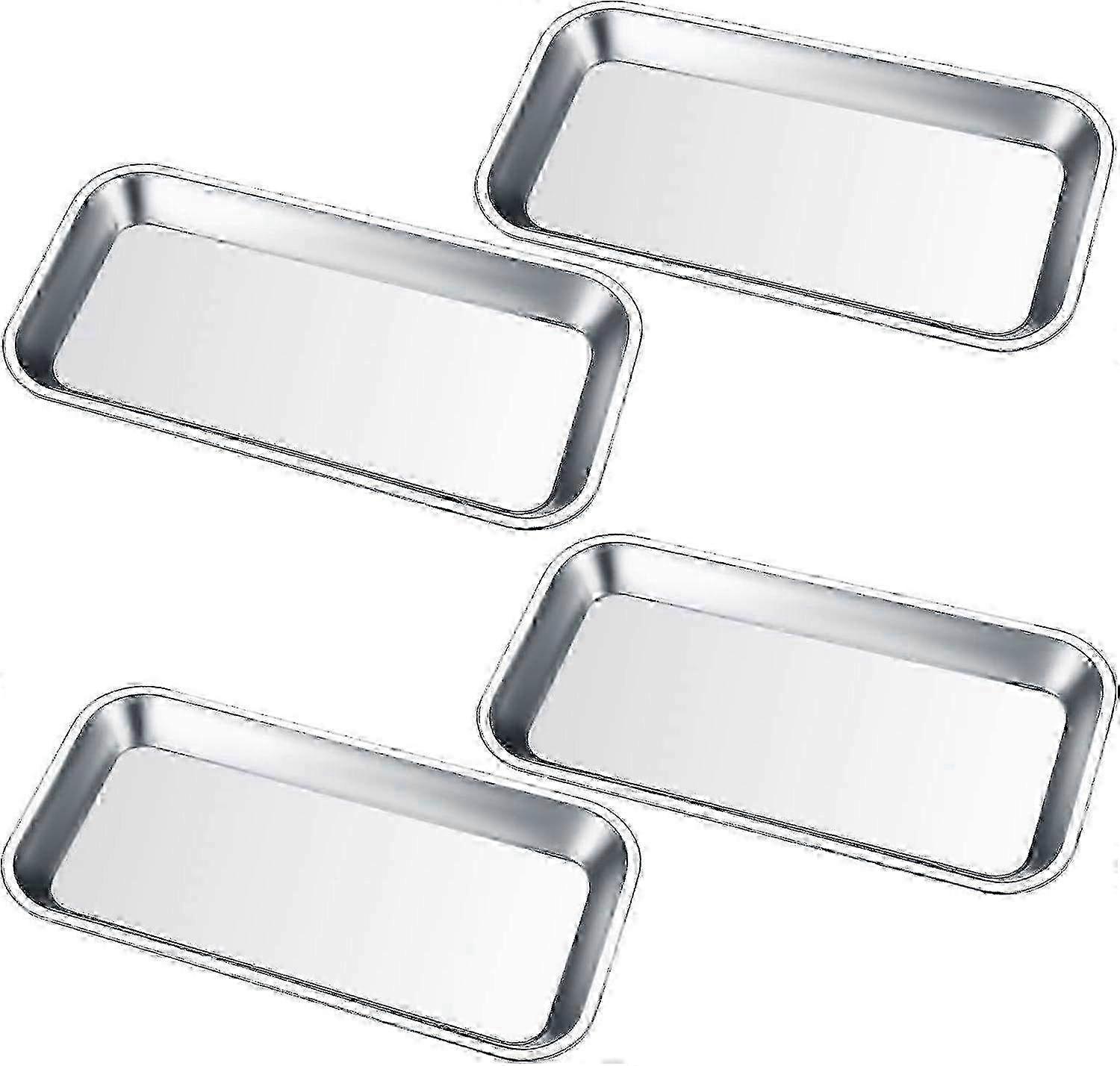 4-Piece Stainless Steel Rectangular Lab Trays for Instruments hwy