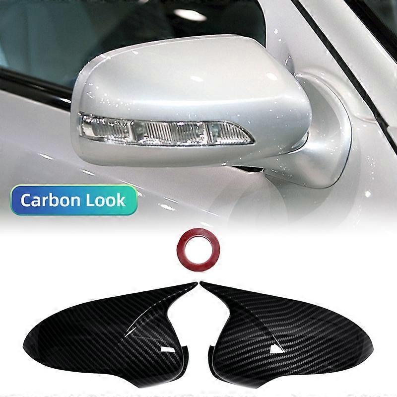 Applicable Carbon Fiber Pattern Black Side Mirror cover Caps Sticking For Mercedes-Benz E-Class W211 2006-2008