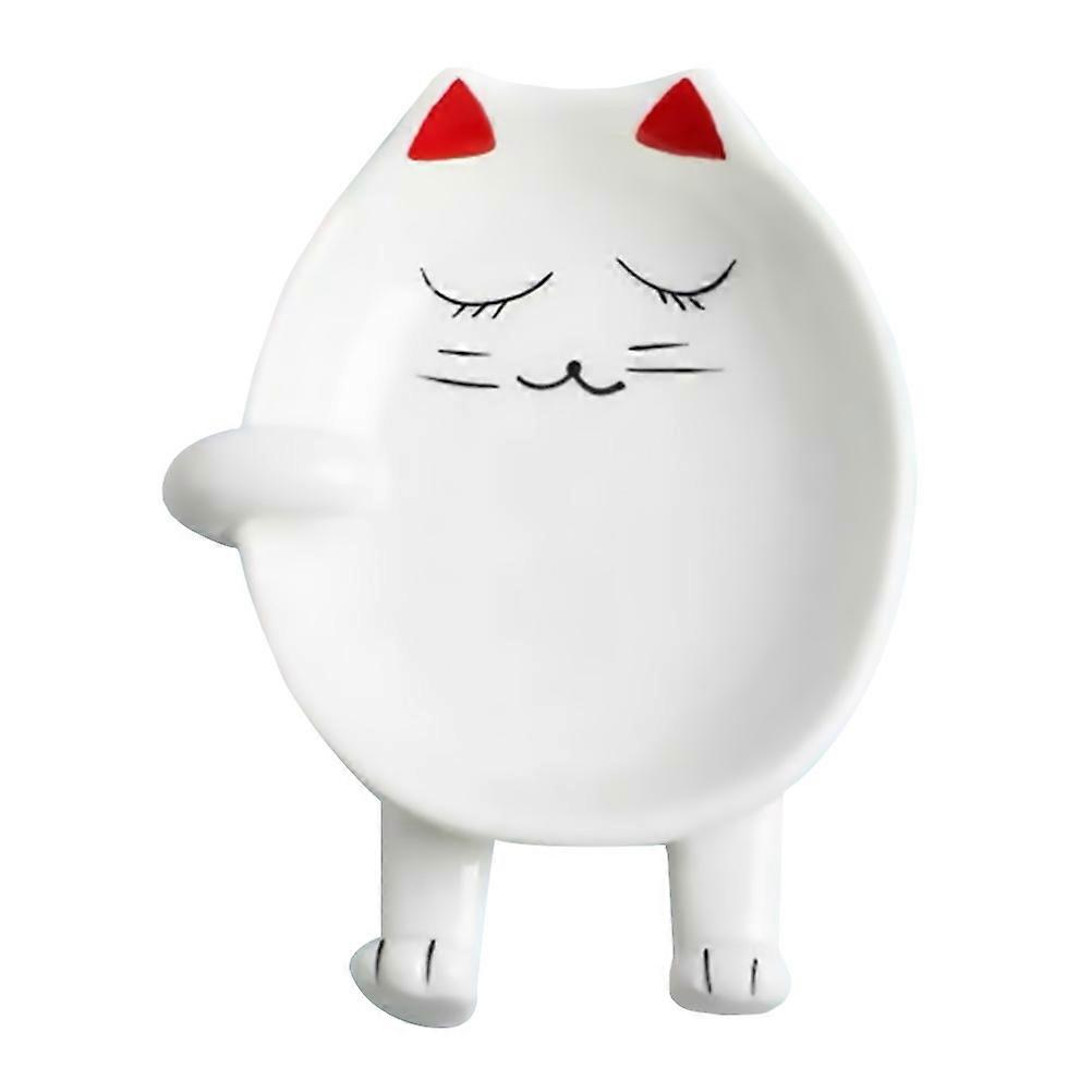 Chopsticks Storage Rack Cartoon Ceramic Pot Cover Holder Cat-Shaped For Kitchen Tools 13X10.5CM 1Pack