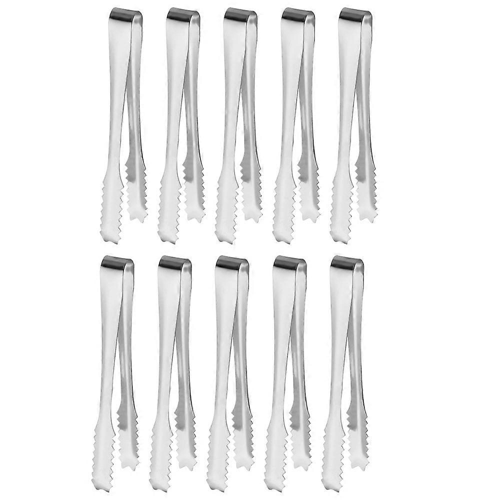 Stainless Steel Ice Tongs with Teeth Multi Purpose Clips for Ice, Sugar Cubes, Appetizers 10pcs Set for Kitchen and Party Use