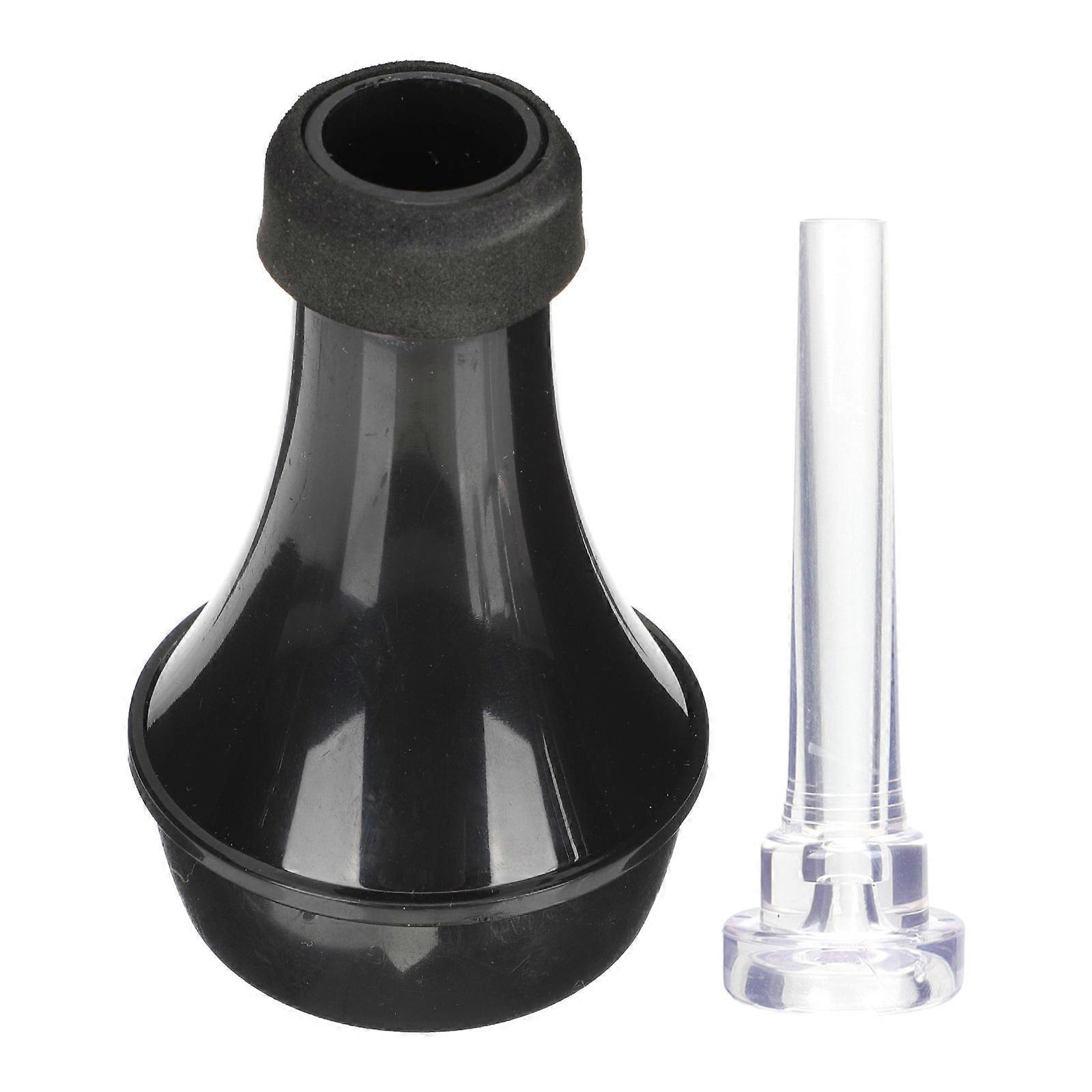 Trumpet Straight Mute with Mouthpiece, Lightweight Practice Silencer for Tone and Sound Reduction, Black Mini Mute Set
