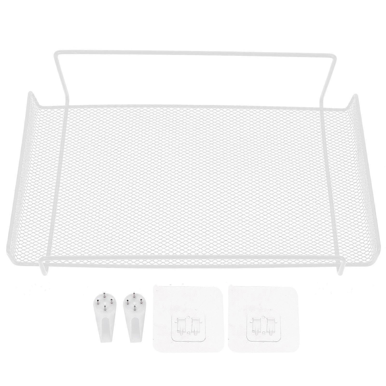 White Iron Wall Mount Router Holder for Storage Use and Sturdy Compact Size 7.87x3.94 Inches
