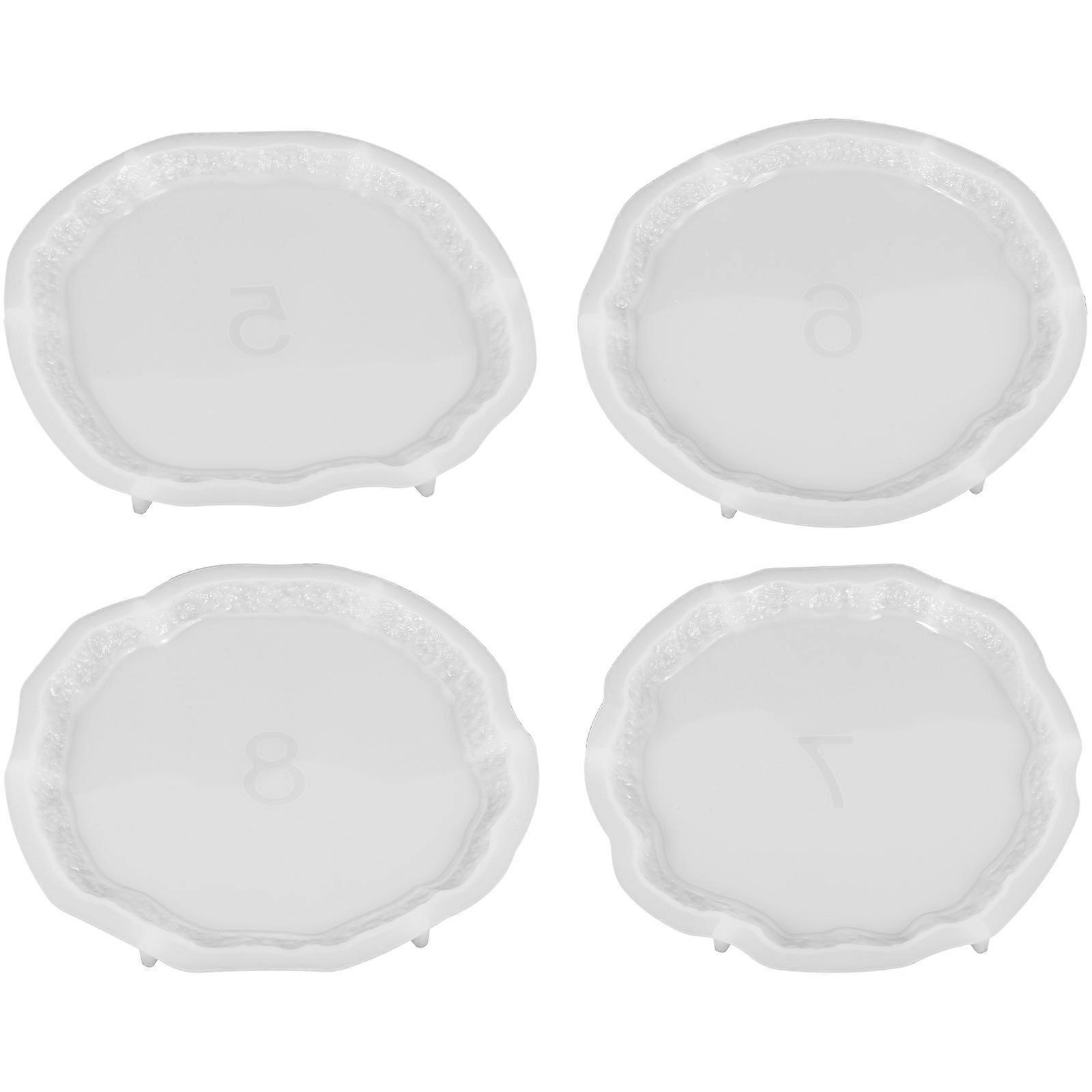 Silicone Coaster Molds for DIY Resin Epoxy Crafts White Flexible and Reusable 4pcs