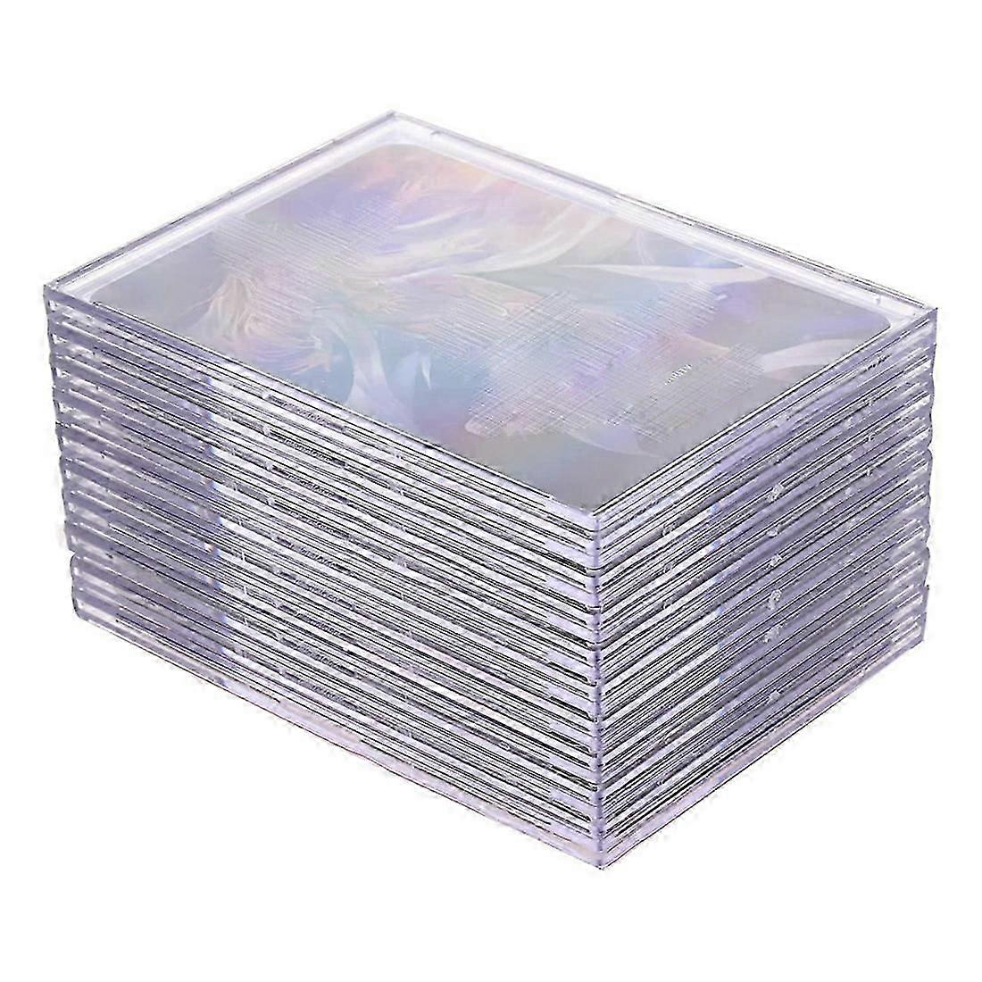Cards Sleeves Top Loaders 10 Hard Plastic Card Protector Clear Card Brick + 2 Display Stand