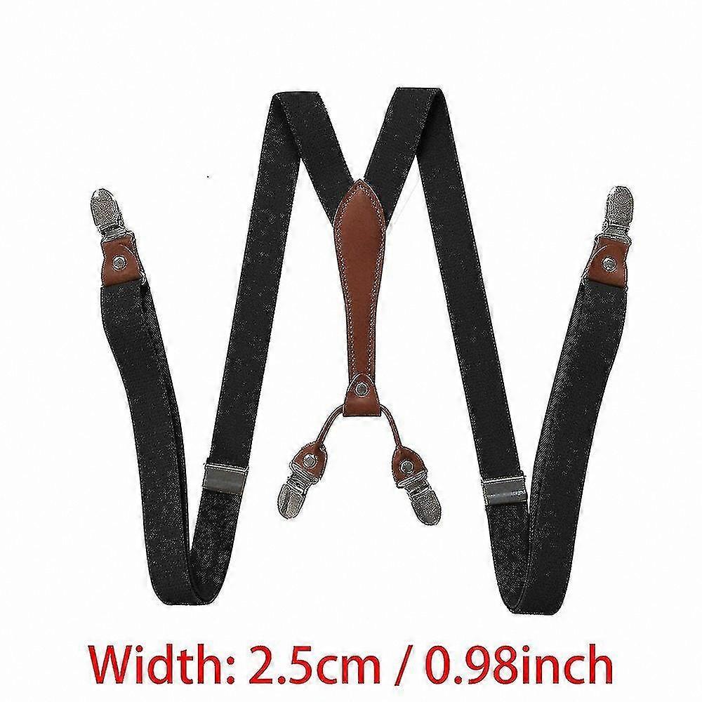 Durable Wide Elastic Trouser Braces with 4 Strong Clips for Men Adjustable Work Suspenders