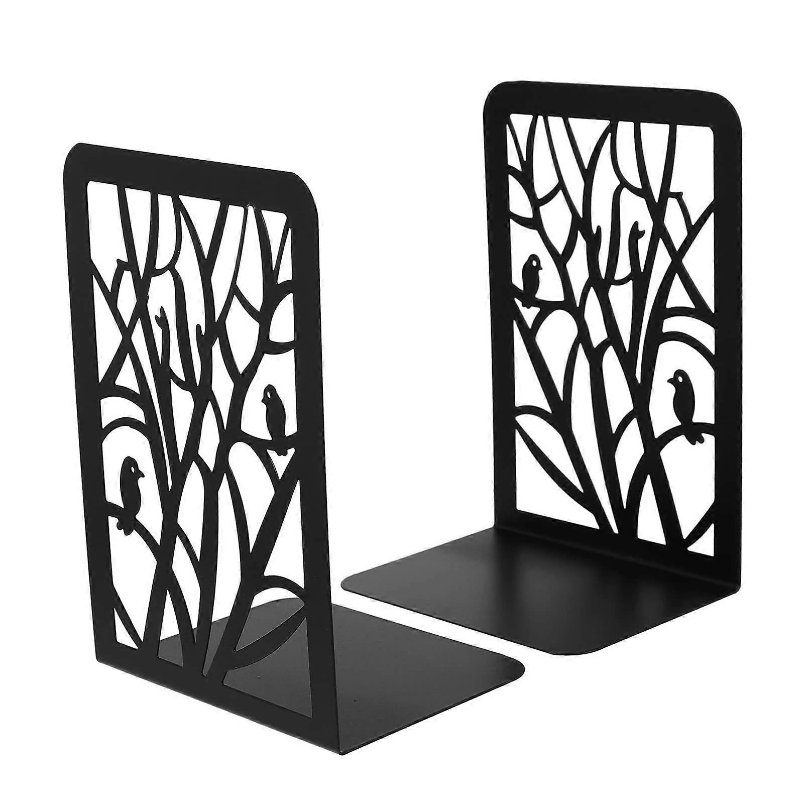 Metal Bookends Two-Piece Set, Robust Desk End Holders, Vintage Style Decorative Bookshelf Supports For Home And Office