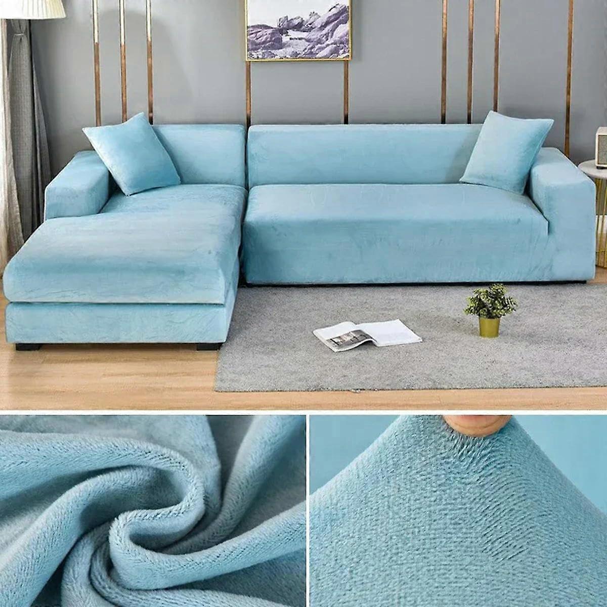 Thick Velvet Sofa Cover for 1/2/3/4 Seater Elastic Plush Protector  Durable  Stylish