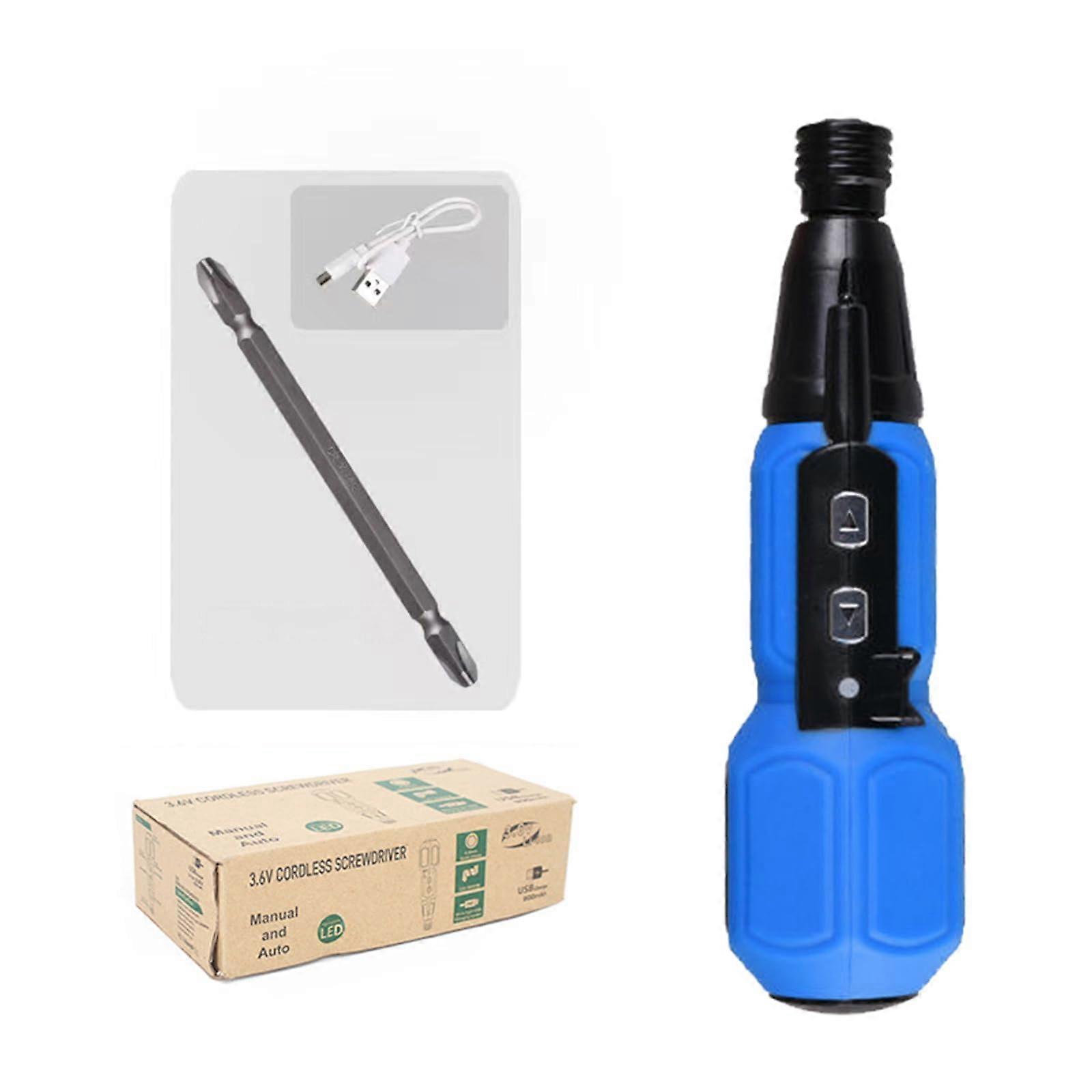 Electric Screwdriver Adjustable Speed 3.6V USB Rechargeable With LED Light, Removable Replaceable Bits, Set B