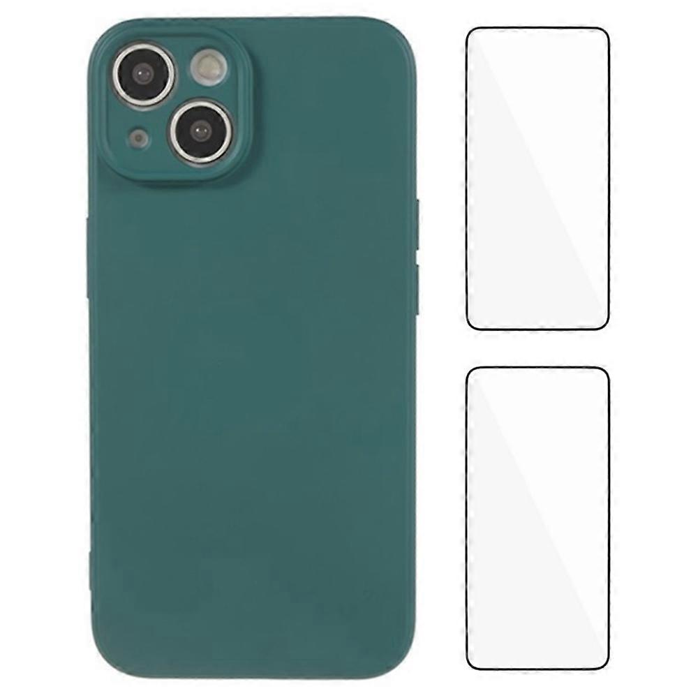 For iPhone 15 Case with 2Pcs Screen Film, Precise Lens Hole Soft TPU Phone Back Cover
