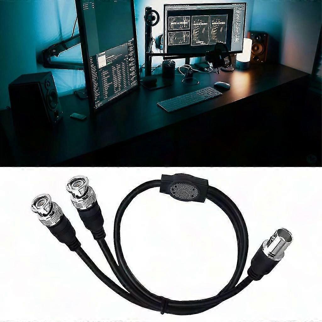 BNC 1 to 2 Splitter Cable - 50cm/1.6ft Coaxial Connector Wire 1 In 2 Out