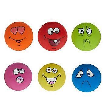 6Pcs Dog Toy Cartoon Smile Face Dog Ball Toy Bite Resistance Interactive Latex Pet Chew Toy Pet
