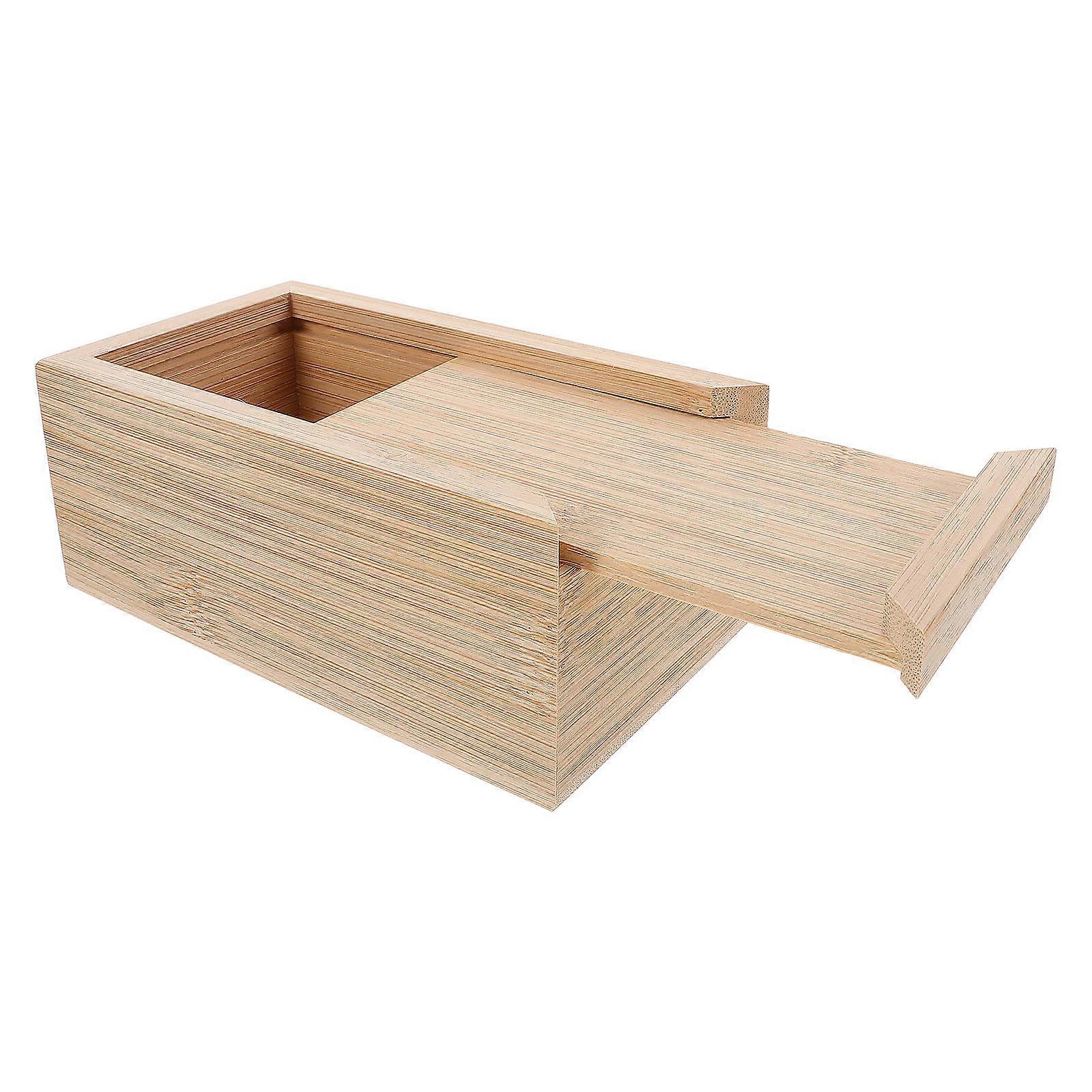 Unfinished Wood Storage Box with Sliding Lid 1 Set Natural Blank Wood Box